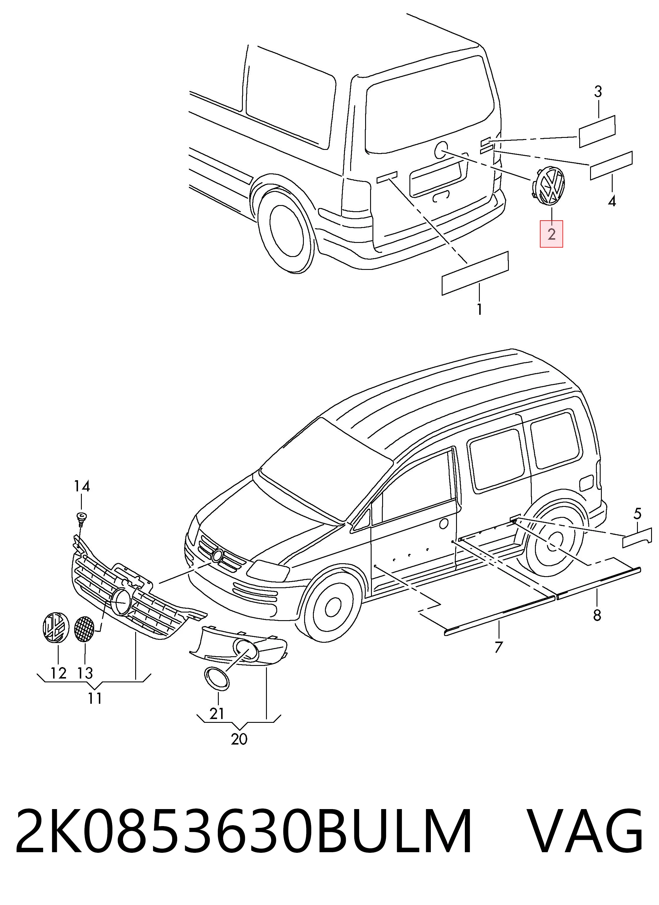 Емблема на кришку багажника, фірм.значок Volkswagen Caddy III універсал (2KB, 2KJ, 2CB, 2CJ) (2004 - 2015) ціна, від 12.67 USD