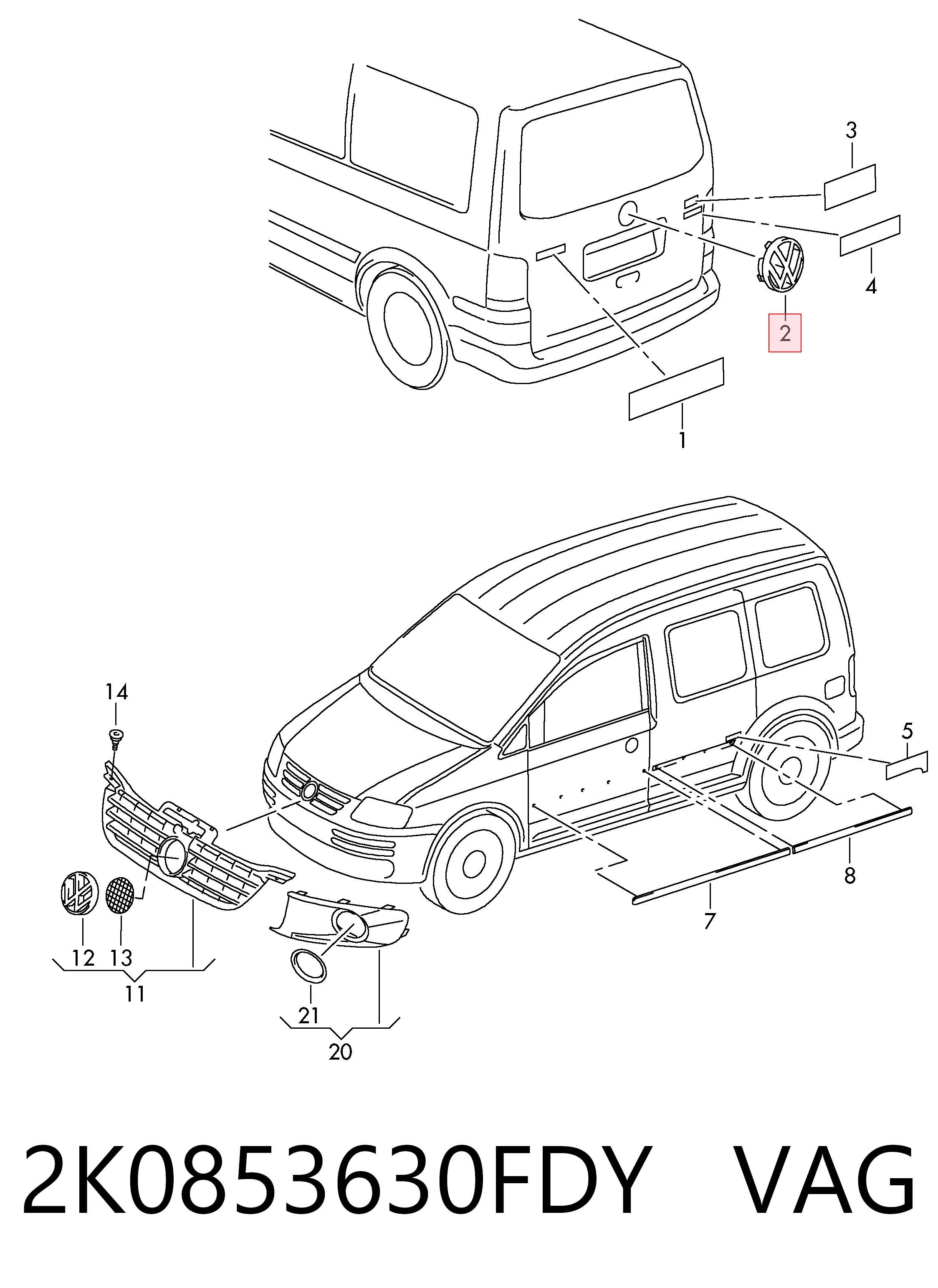 Купити Емблема кришки багажника Volkswagen Caddy III 2KB, 2KJ, 2CB, 2CJ