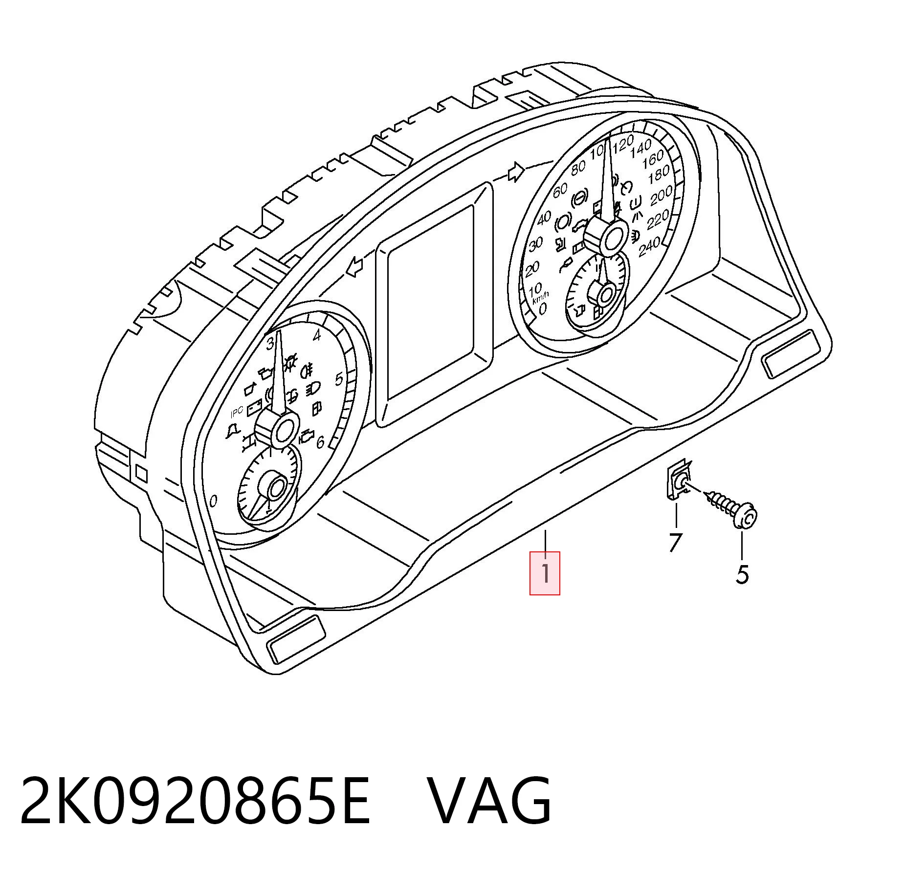 щиток приладу VAG 2K0920865E ціна, від 88.68 USD