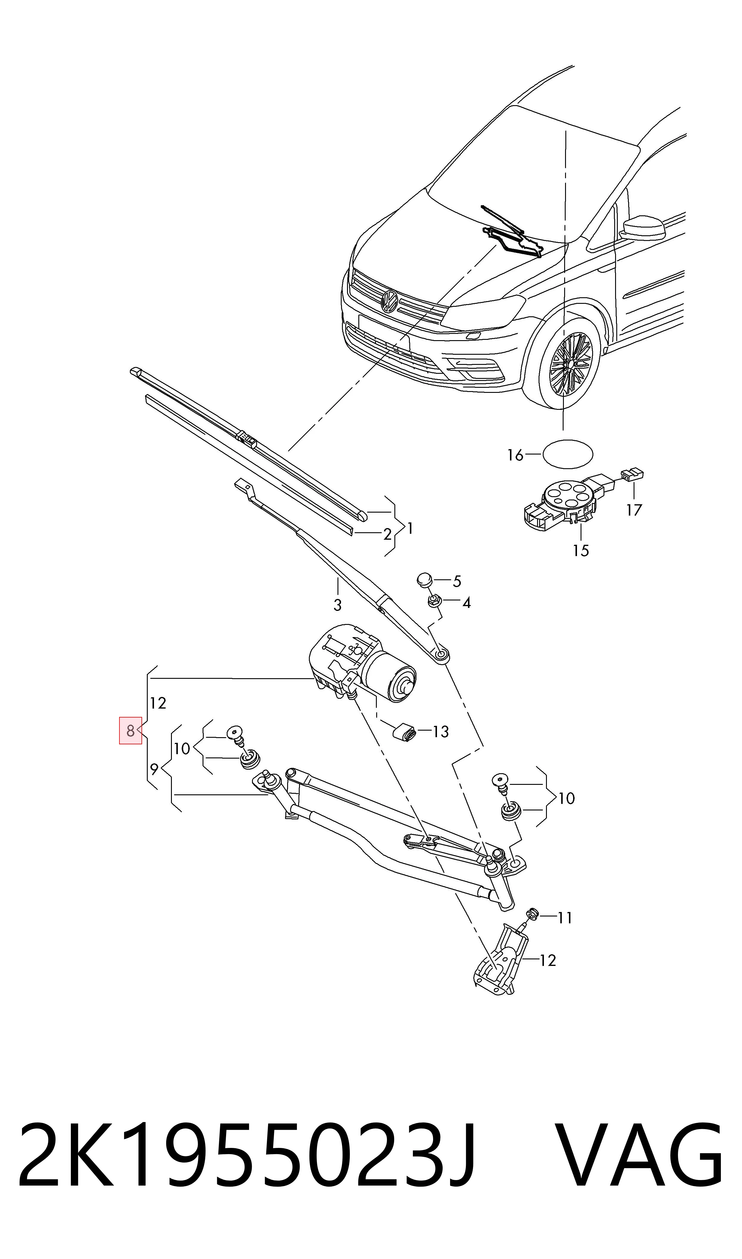 Купити Трапеція двірників Volkswagen Touran II 1T3