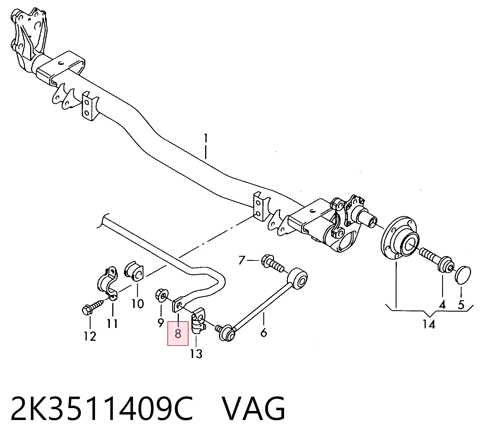 2K3511409C VAG Стабілізатор задньої балки