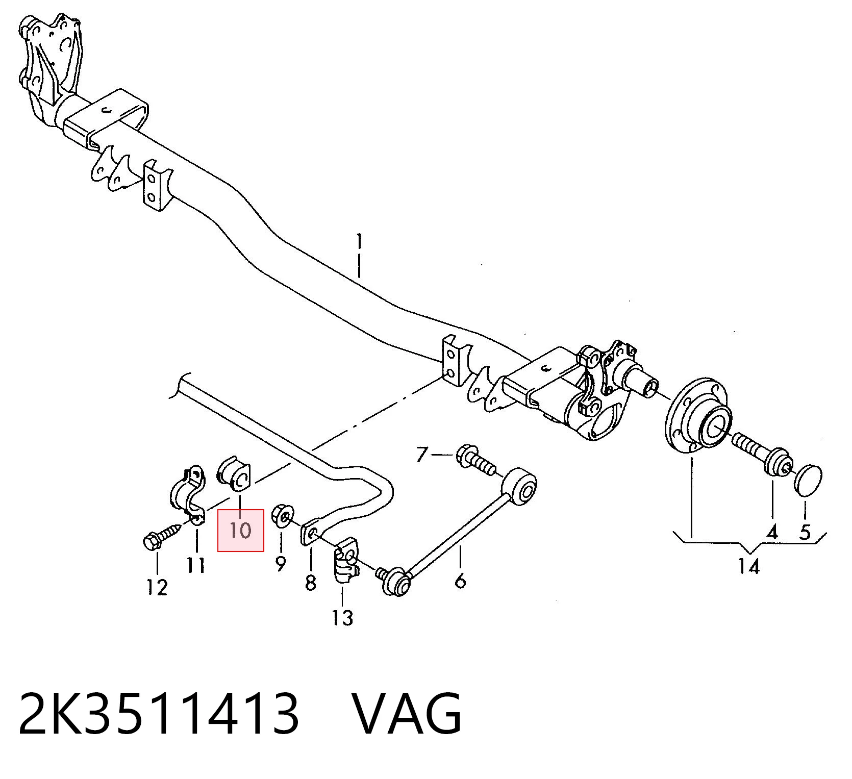 Втулка стабілізатора заднього VAG 2K3511413 ціна, від 5.18 USD