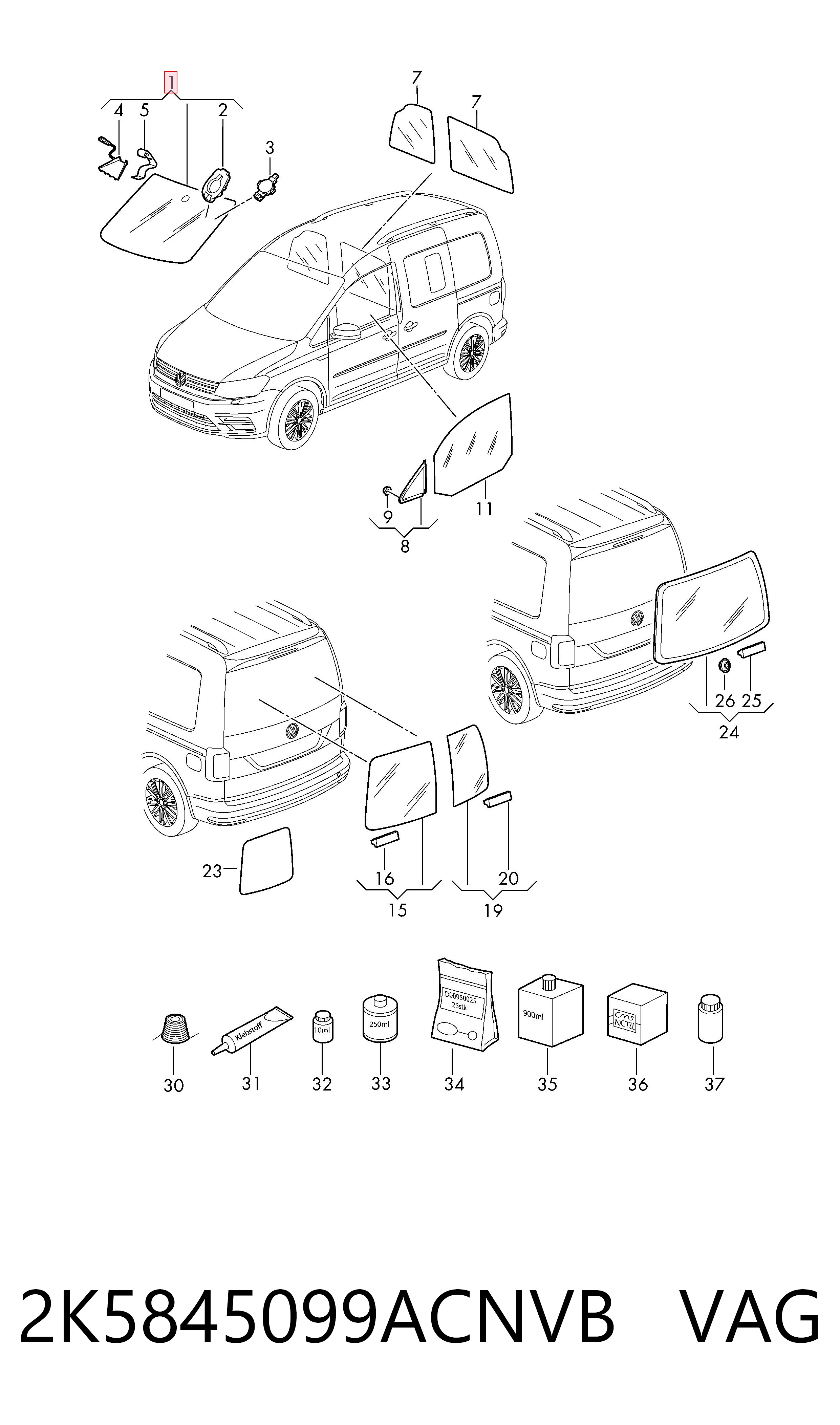 Купити Лобове скло Volkswagen Caddy IV SAB, SAJ