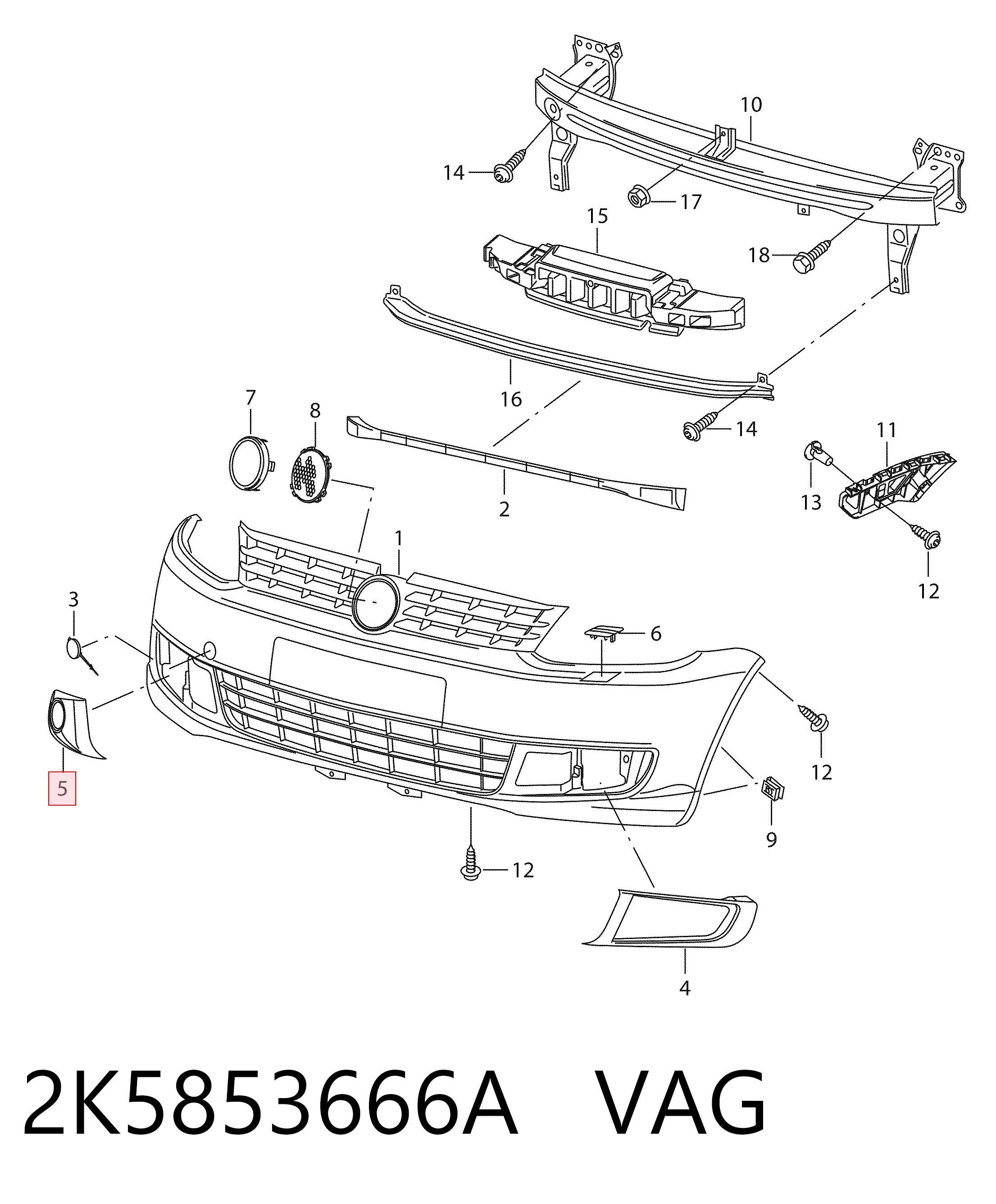 2K5853666A VAG Заглушка протитуманки передньої правої