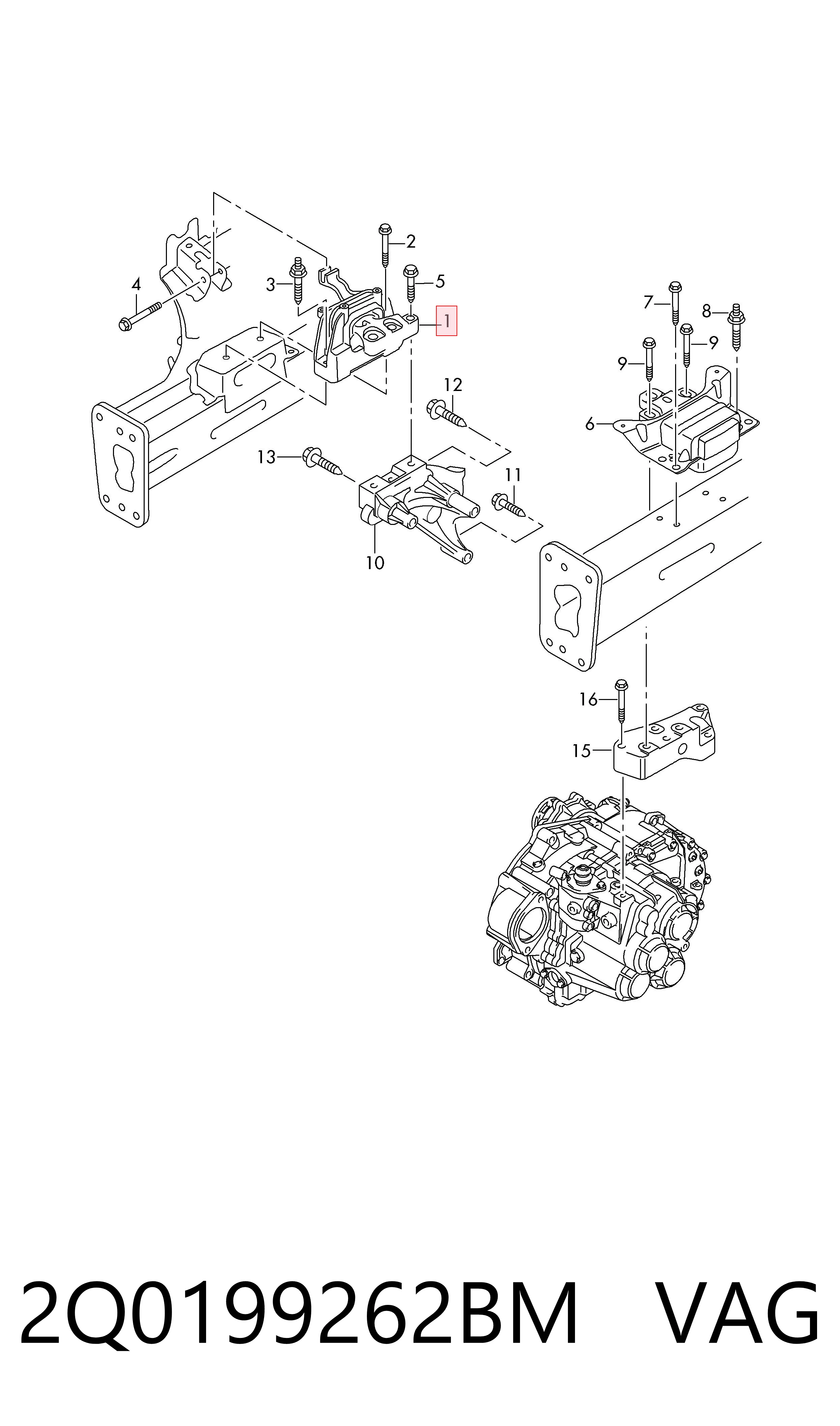2Q0199262BM VAG Права подушка мотора