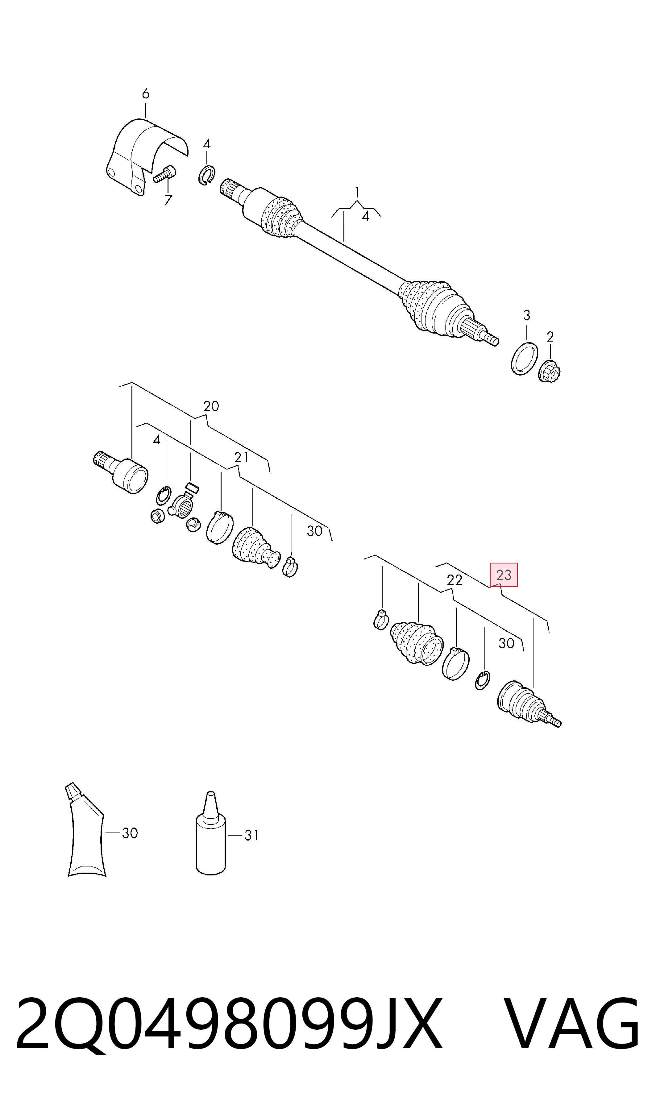 ШРКШ зовнішній передній Volkswagen Polo 6 AW1, BZ1, AE1