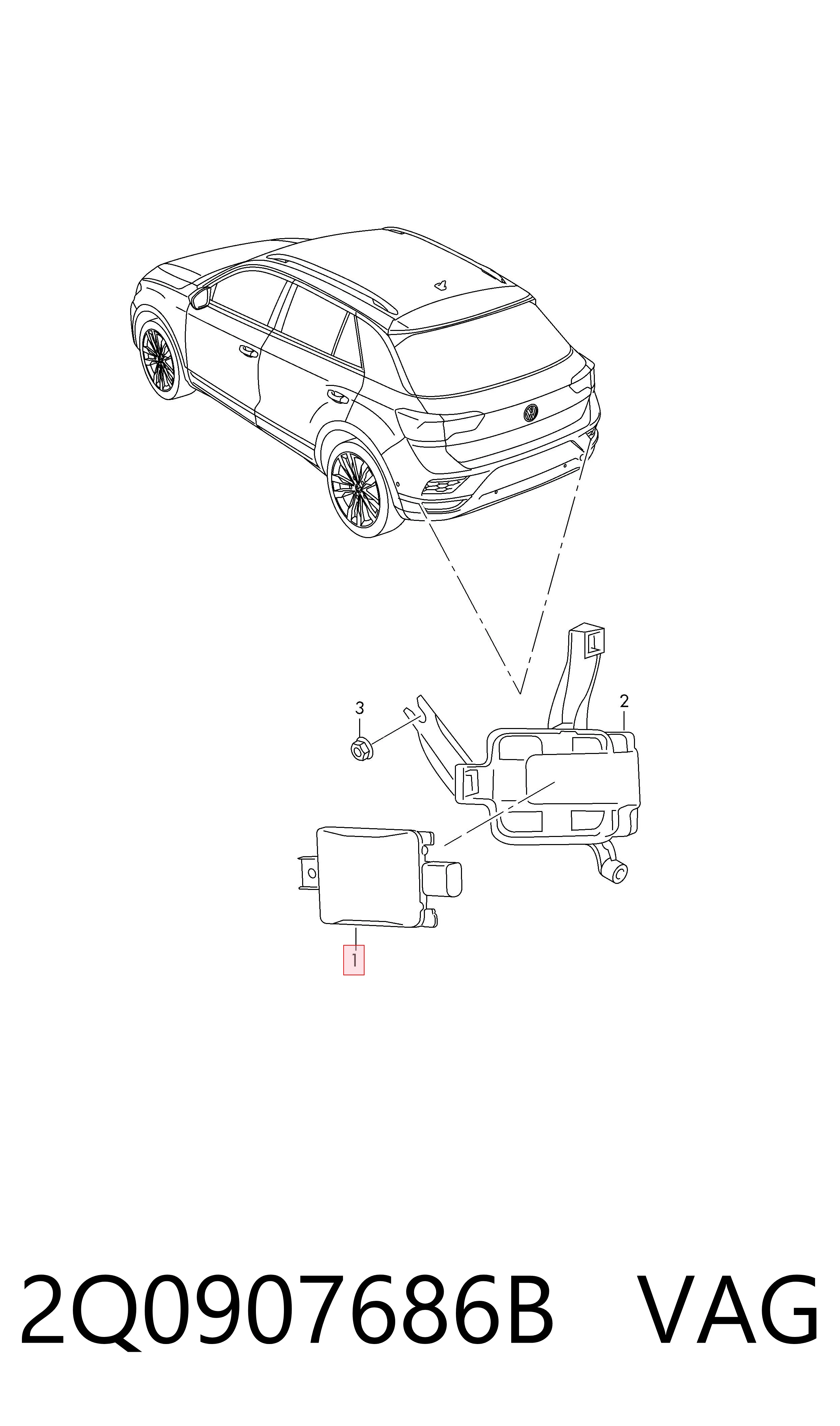 Датчик контролю мертвої зони, задній VAG 2Q0907686B ціна, від 63.55 USD