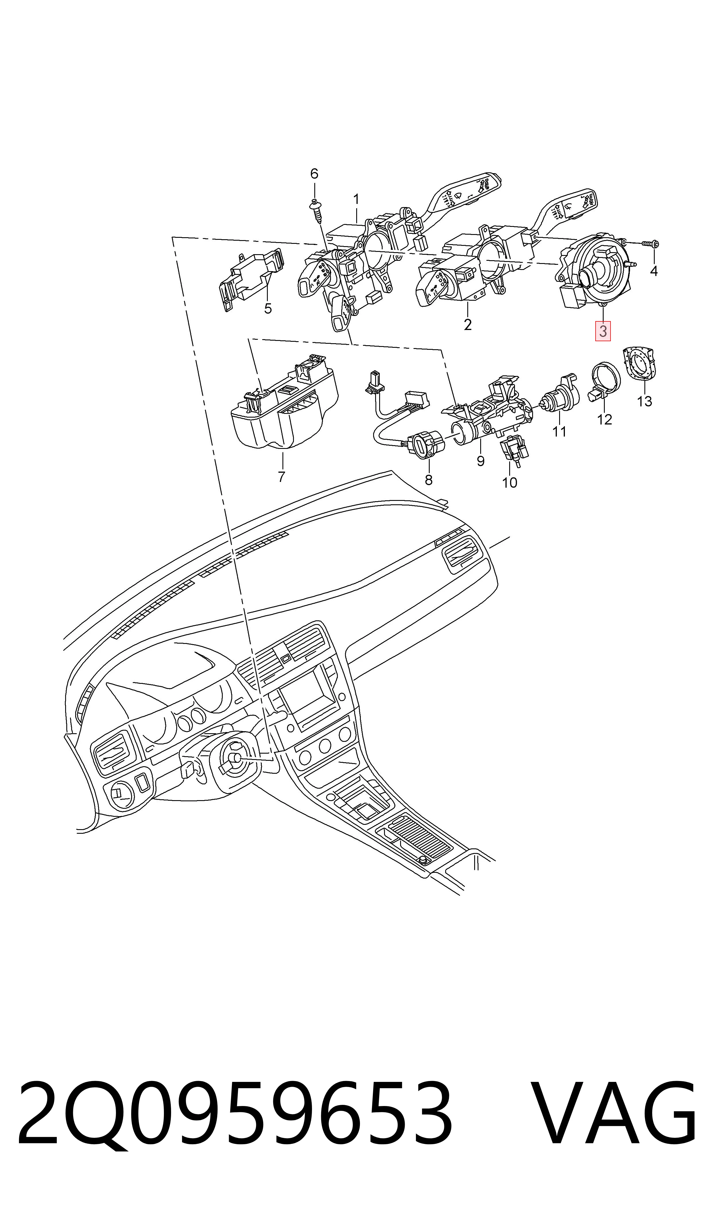 2Q0959653 VAG Шлейф Airbag