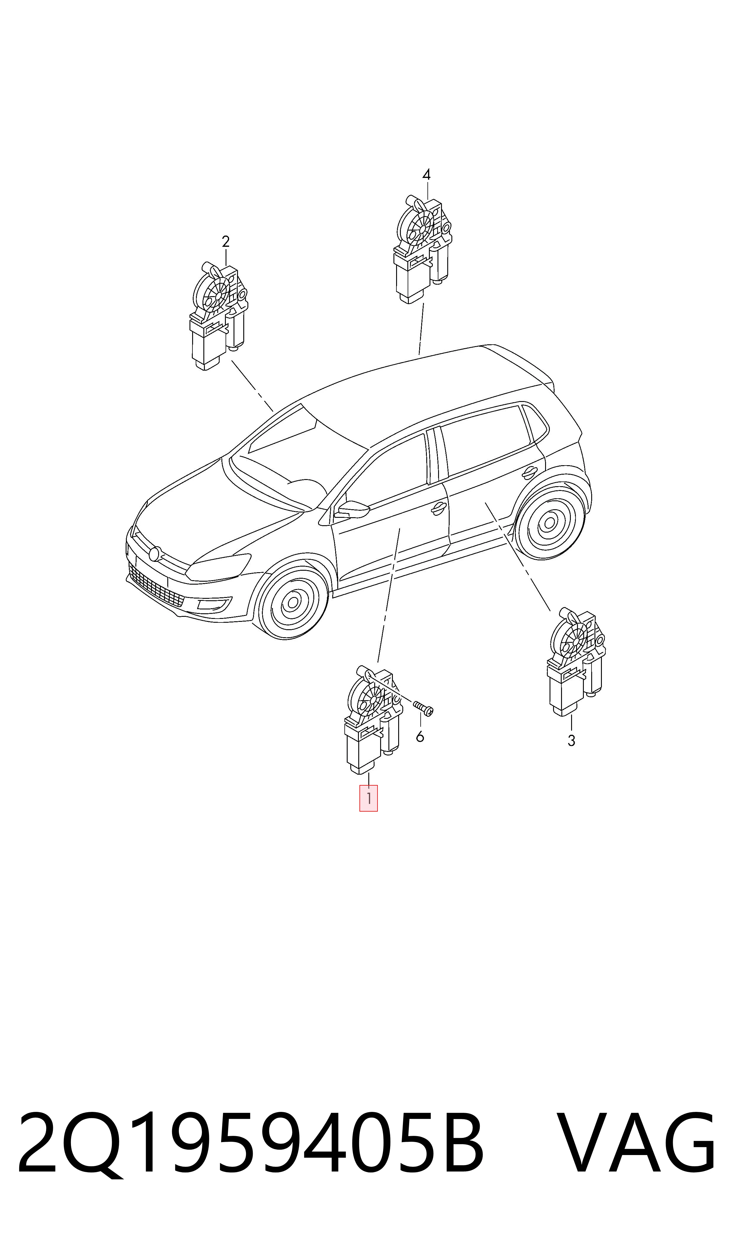 2Q1959405B VAG Мотор склопідйомника водійських дверей