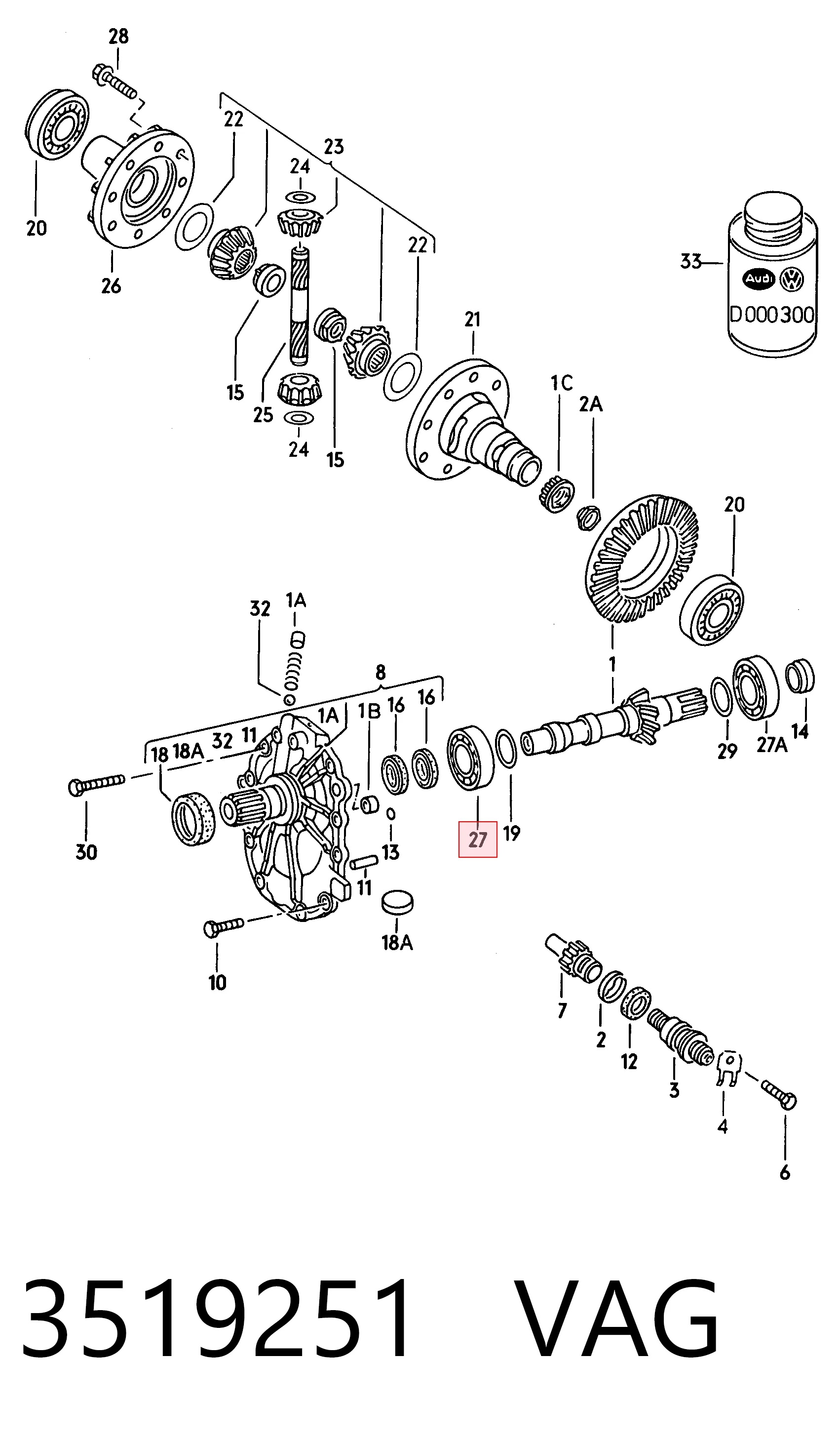 Підшипник хвостовика переднього/заднього моста, зовнішній Ford 1L2Z1202BA