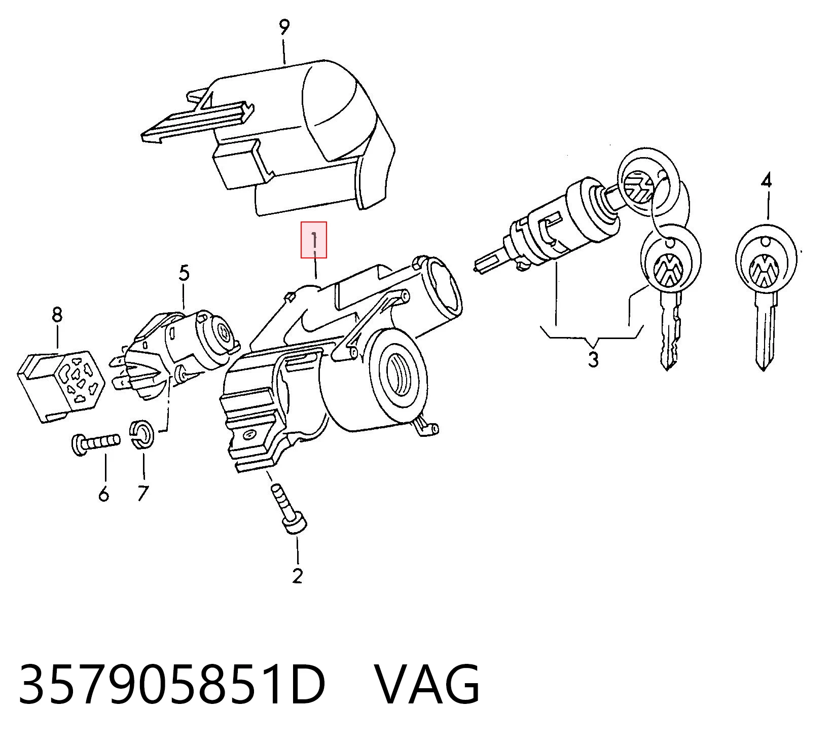 Замок запалювання на Volkswagen Polo II 86C
