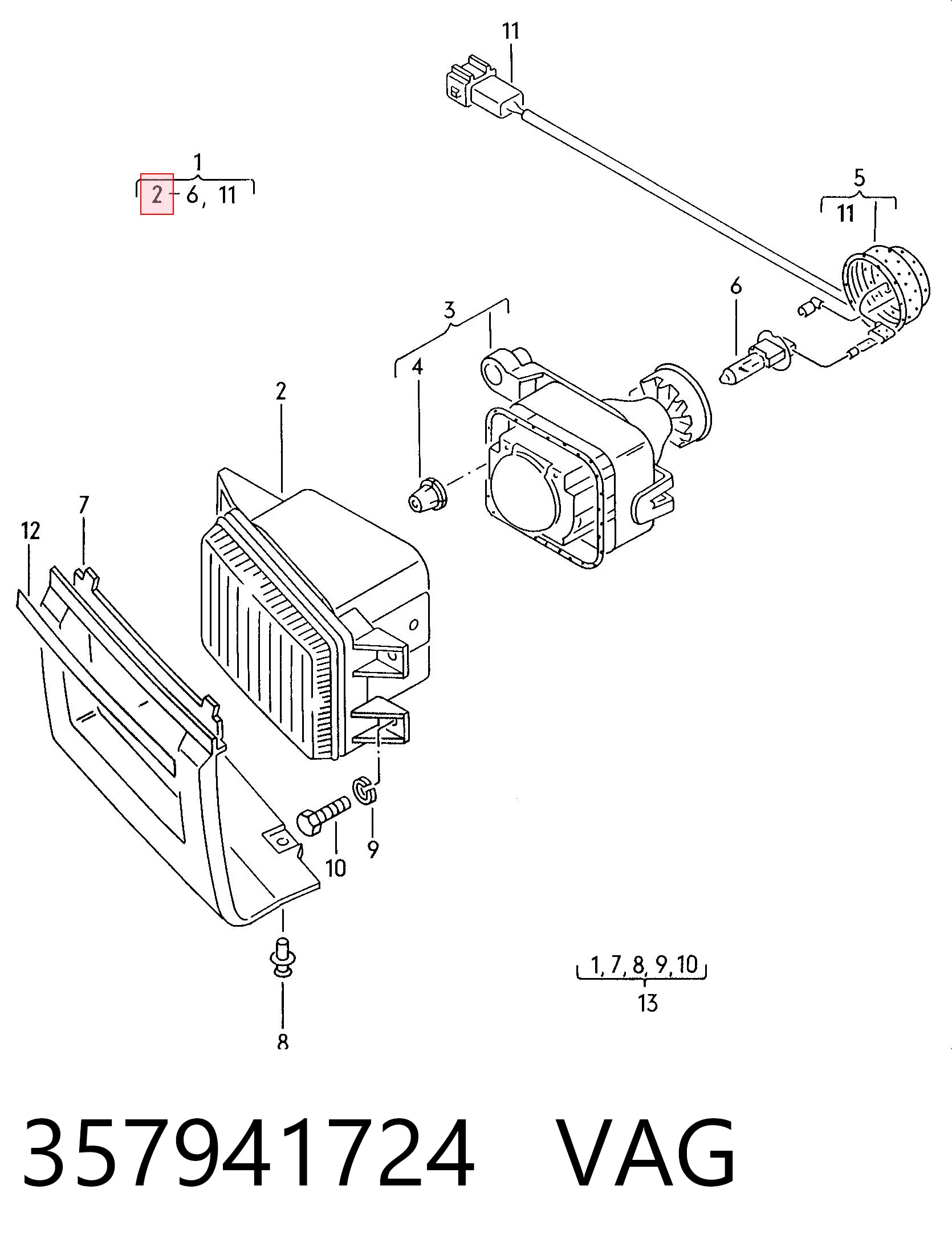 9AR133982021 HELLA Скло протитуманки, правої