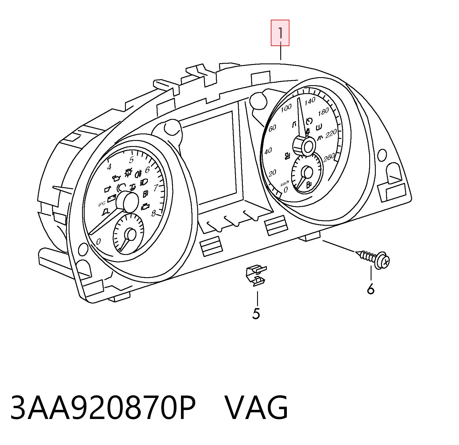 3AA920870P VAG Щиток приладів додатковий