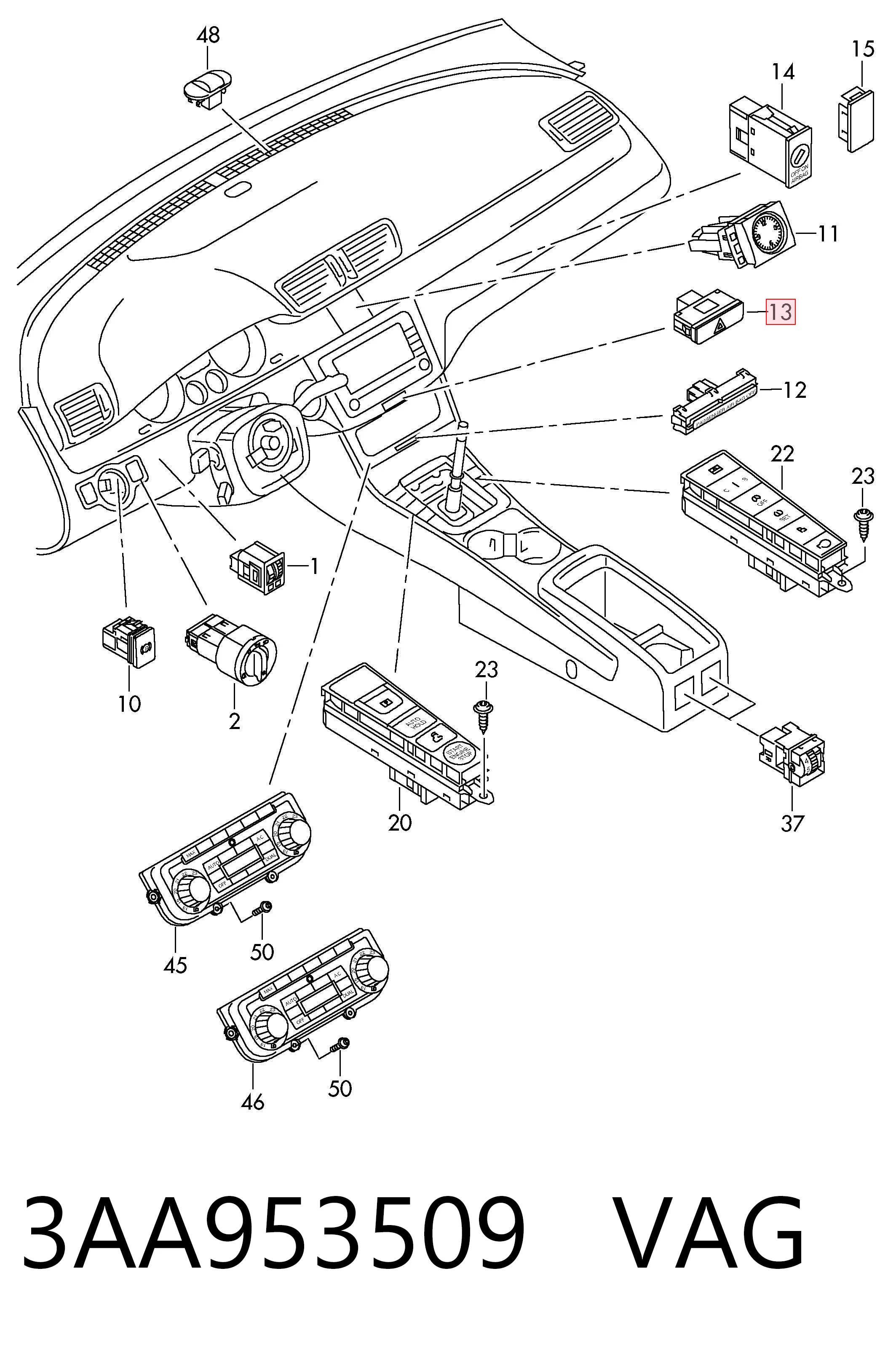 Аварійна кнопка на Volkswagen Passat B7 362