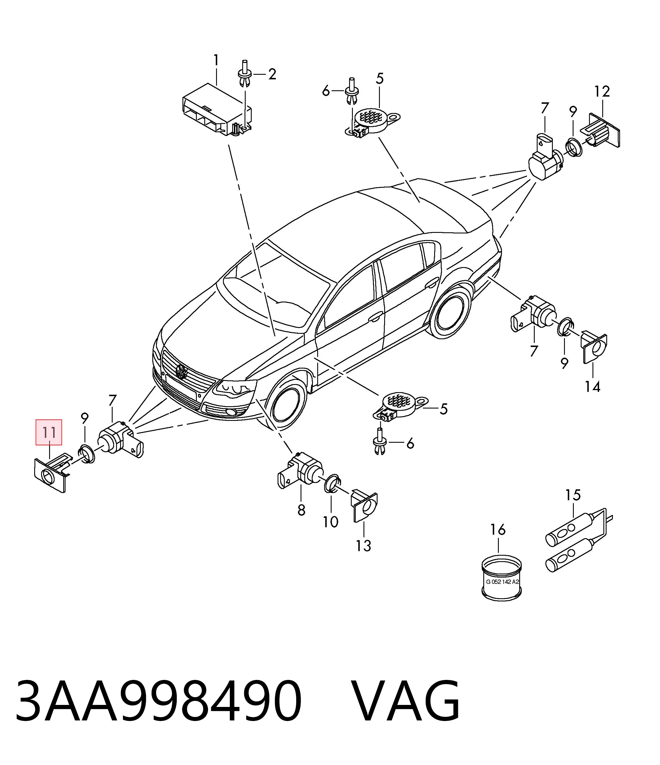 3AA998490 VAG Кронштейн парктроніка, передній комплект