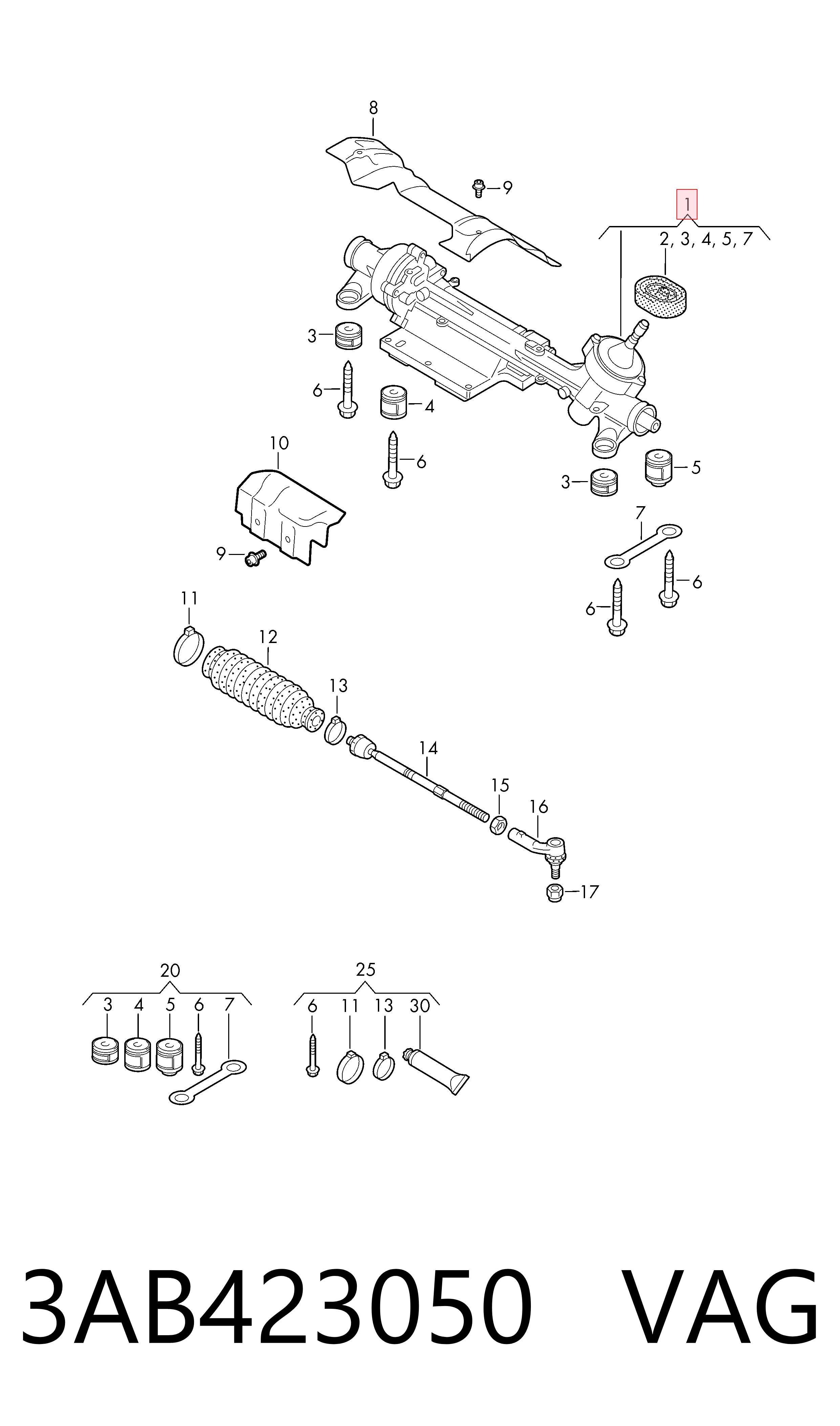 5N1423050AH Rebuilt Рейковий рульовий механізм