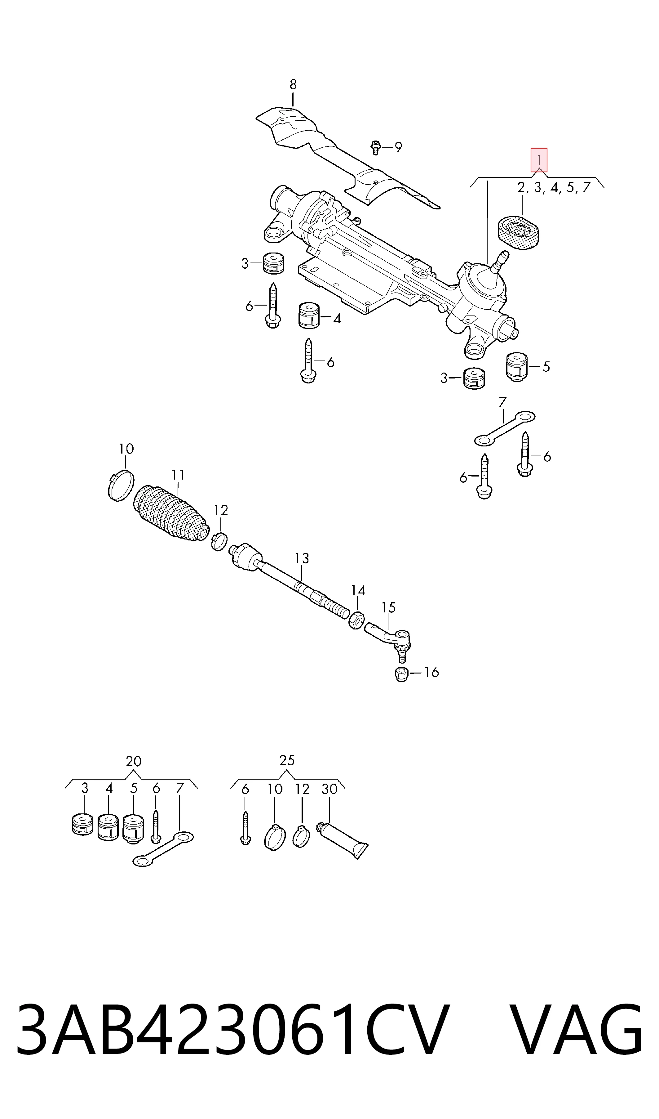 Рульова рейка 5N1423050AH Rebuilt
