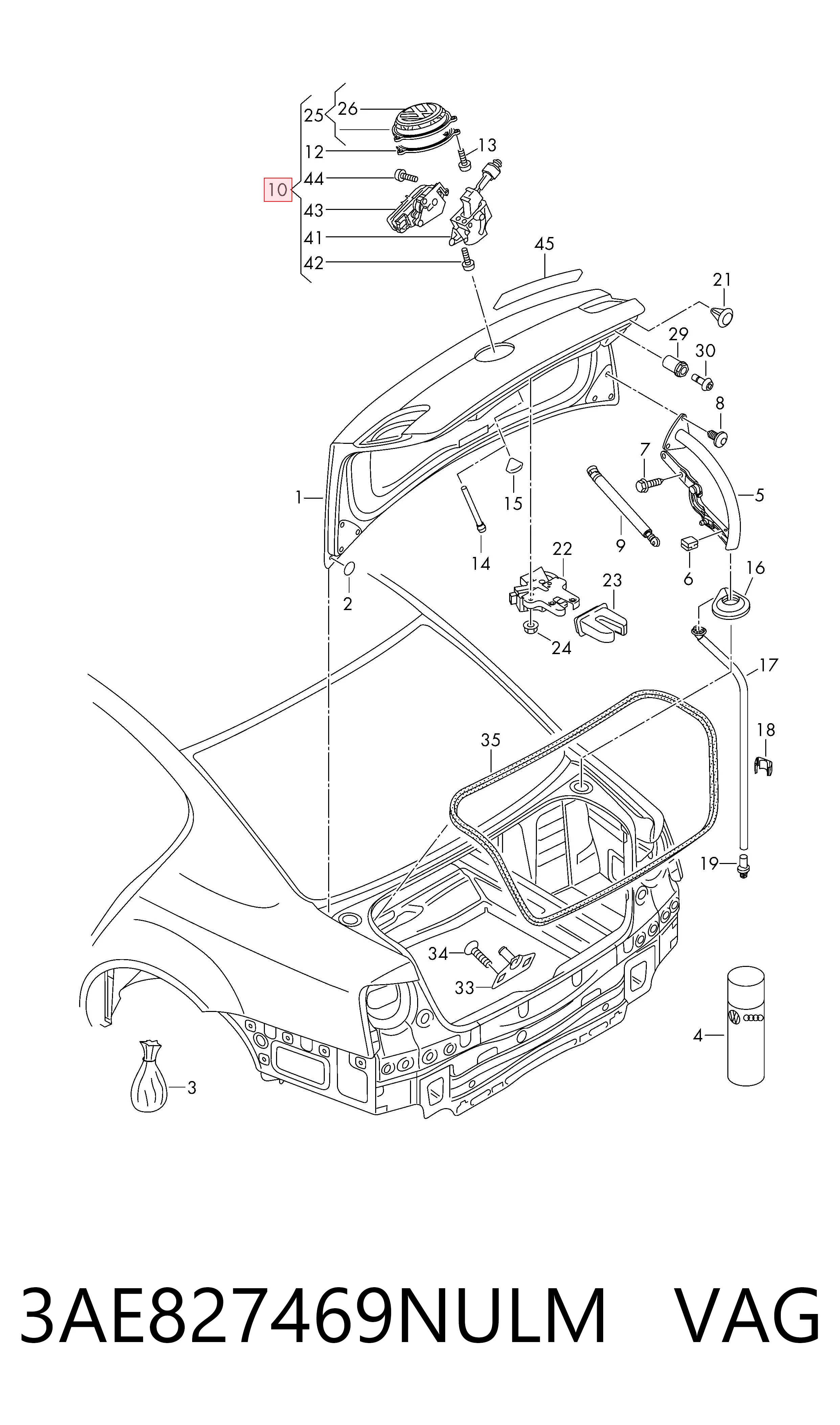 3AE827469NULM VAG Кнопка приводу замка задньої 3/5 двері (ляди)