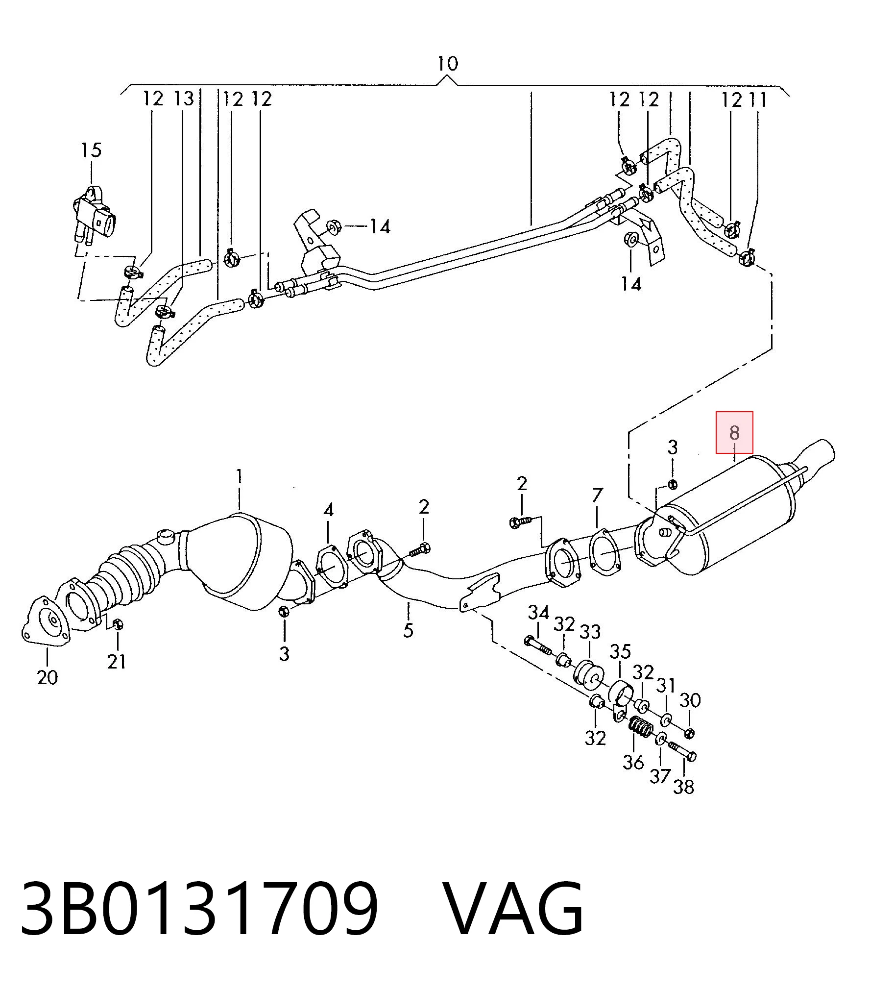 Фільтр системи відпрацьованих газів Volkswagen Passat B5 седан (3B3) (2000 - 2005) ціна, від 203.45 USD
