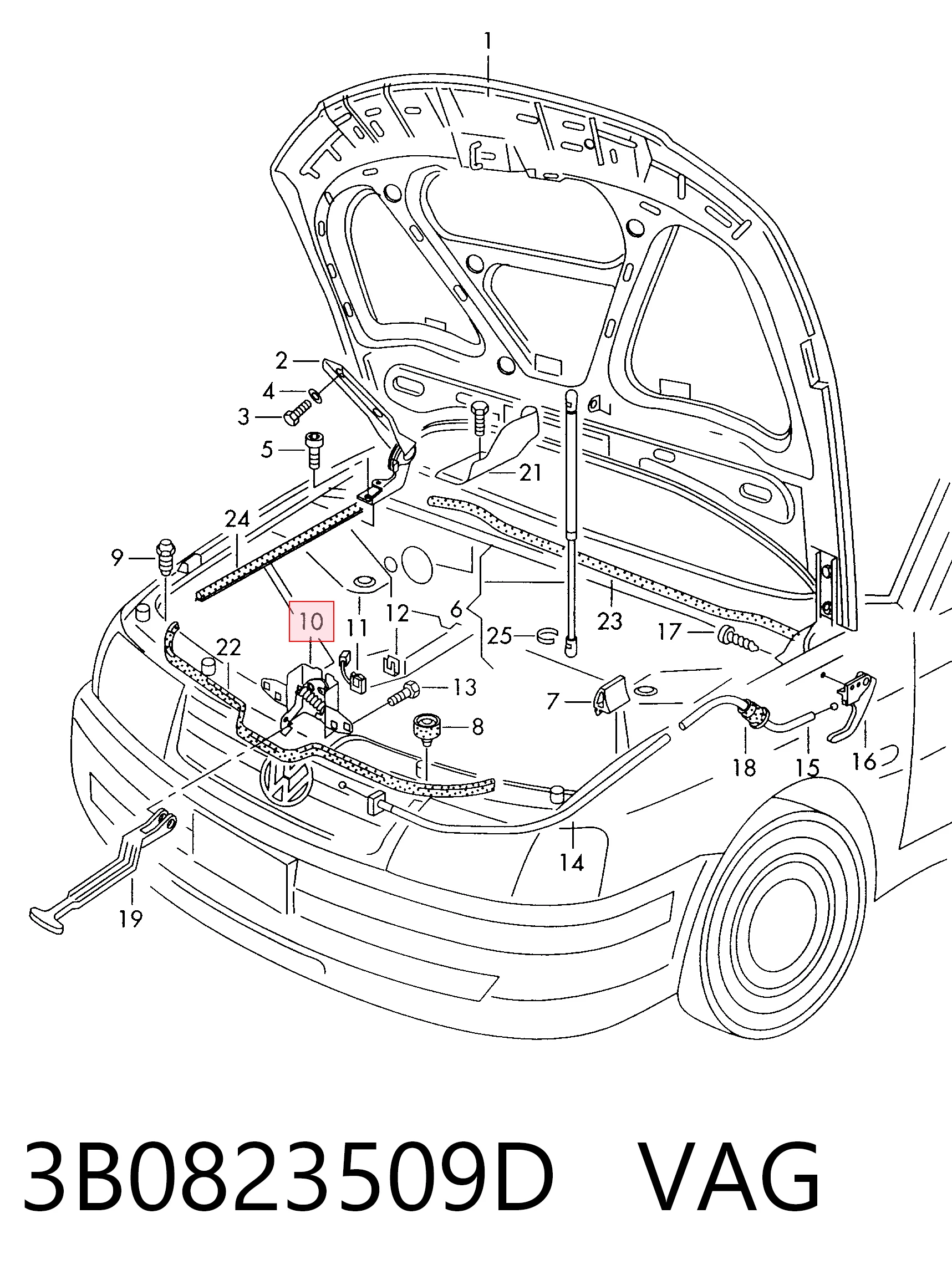 Купити Замок капота Volkswagen Passat B5 3B5