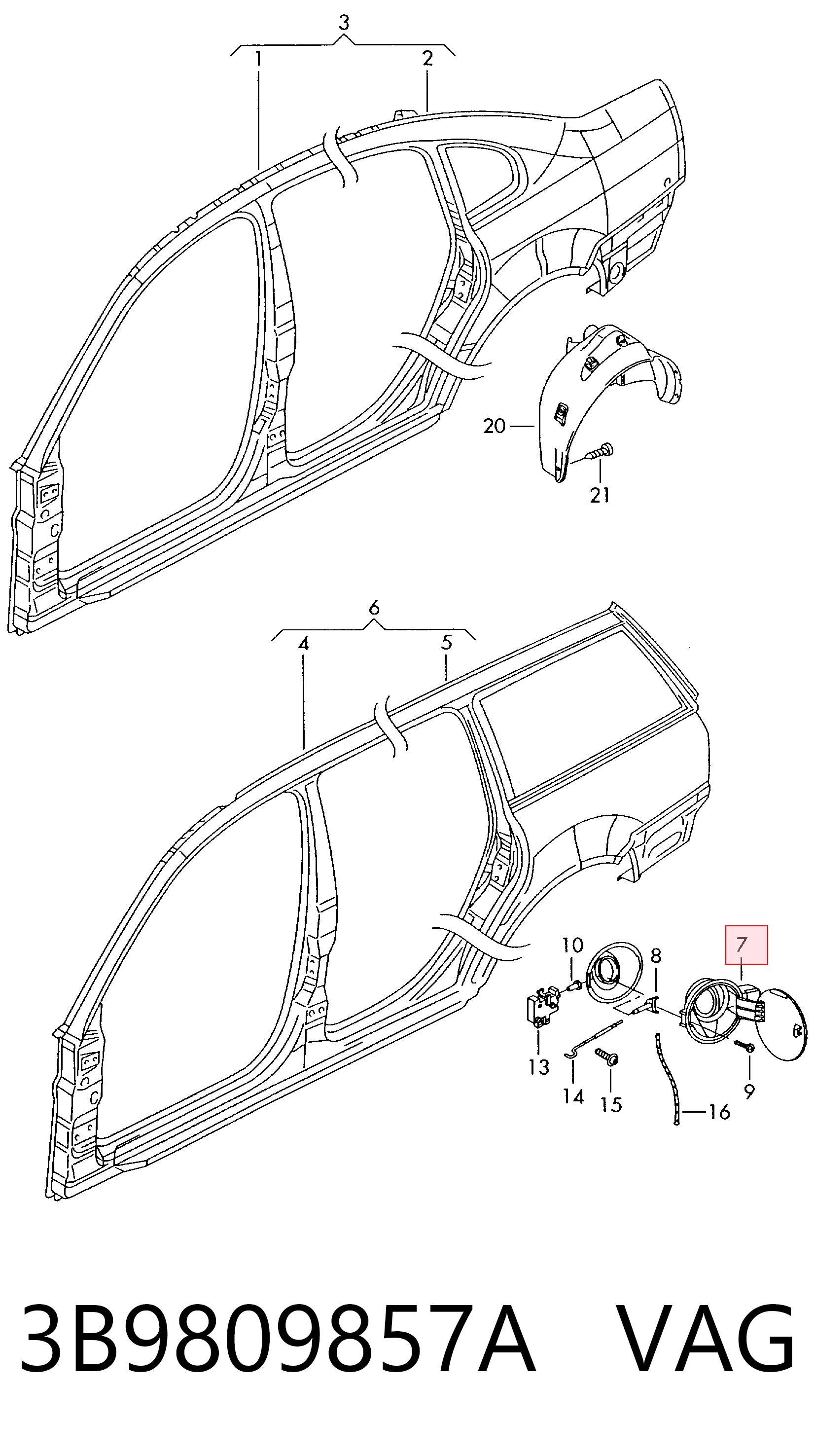 3B9809857A VAG Дверцята бензобака