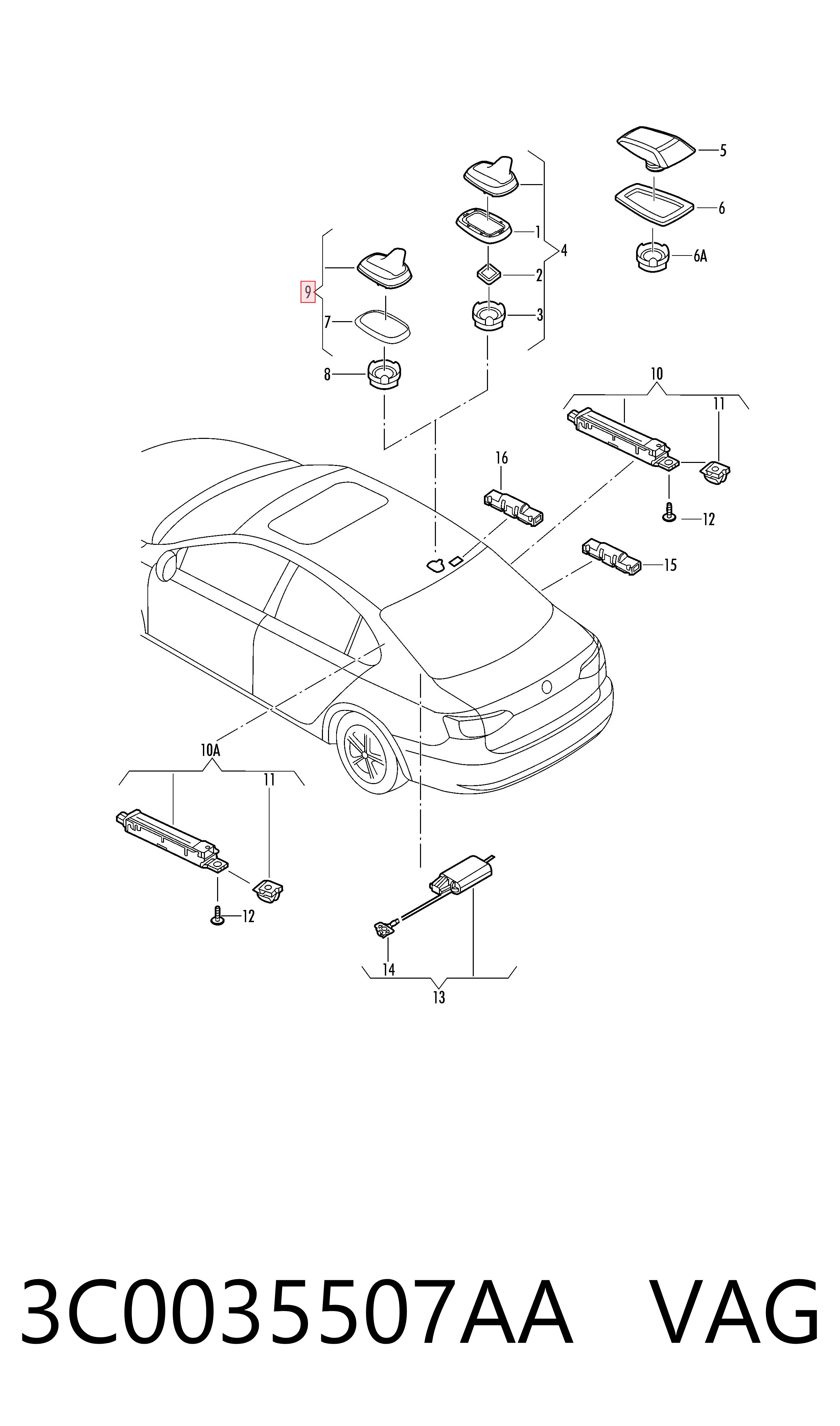 Антена VAG 3C0035507AA ціна, від 24.83 USD