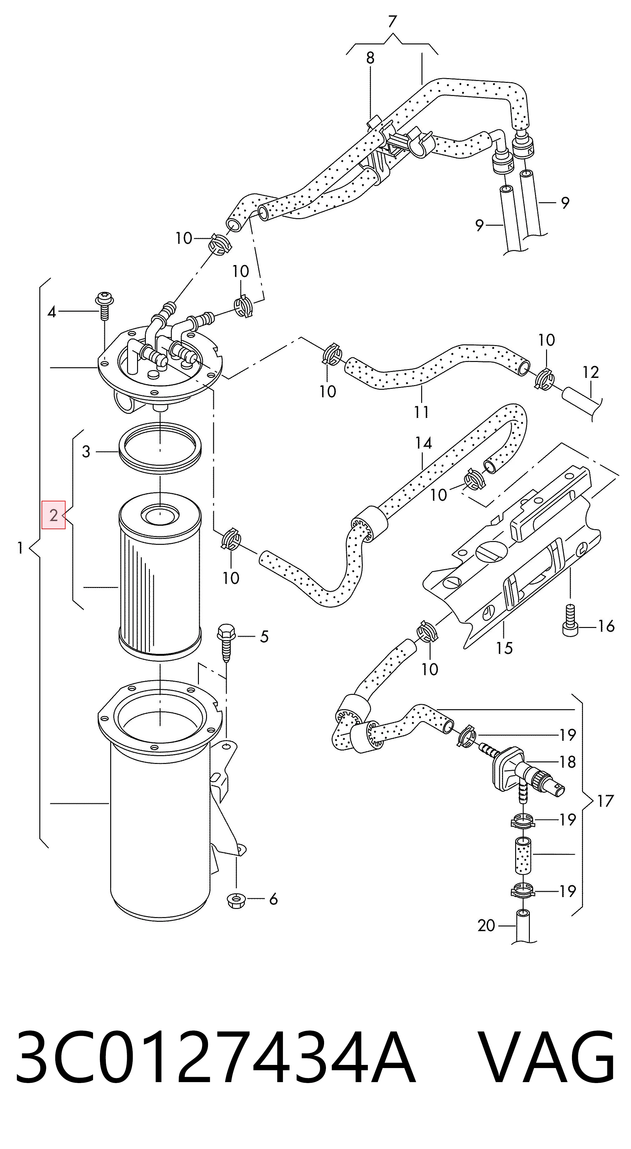 Фільтр тонкого очищення палива VAG 3C0127434A ціна, від 22.27 USD