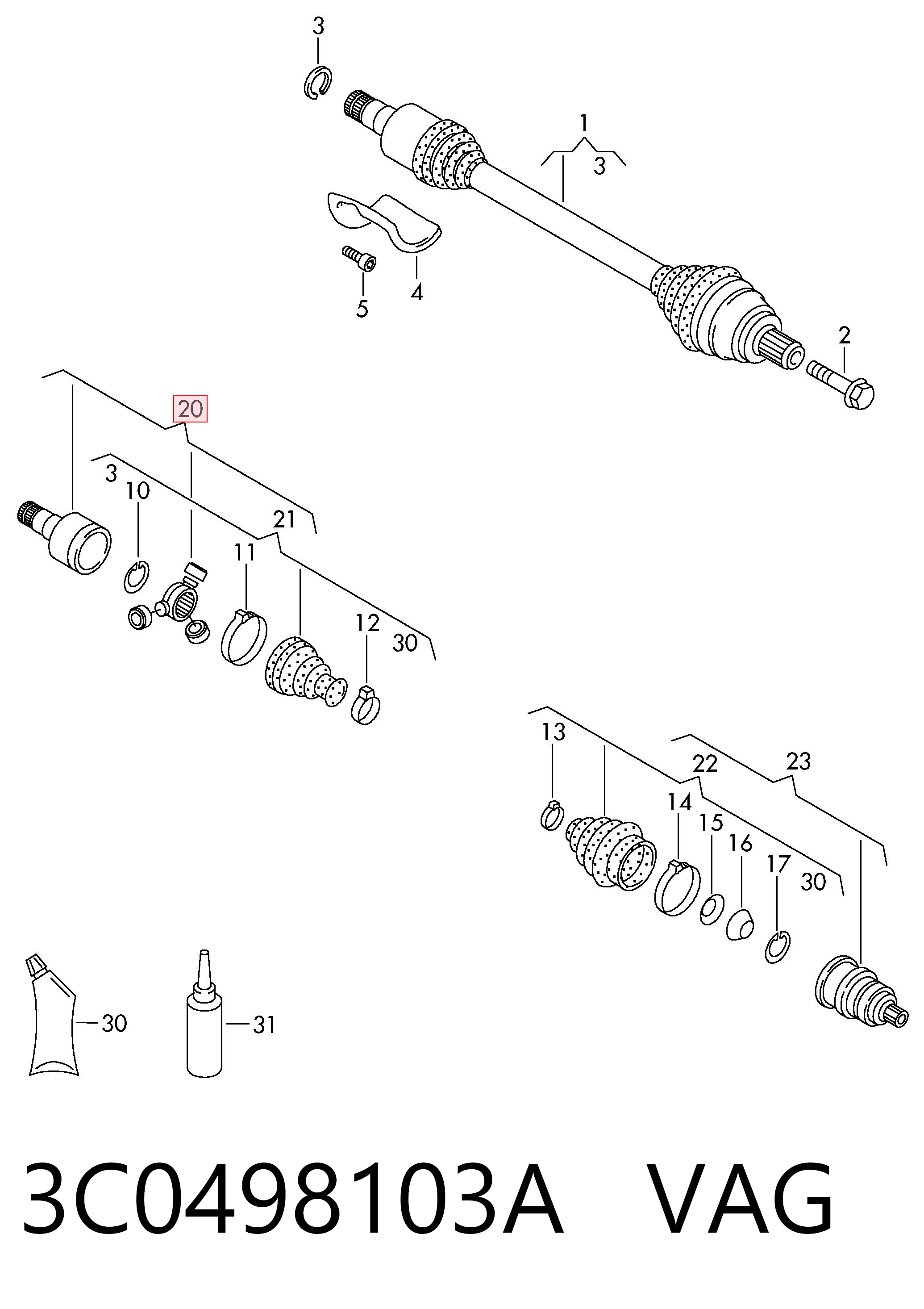 ШРКШ внутрішній, передній Driveshaft VW782 ціна, від 30.18 USD