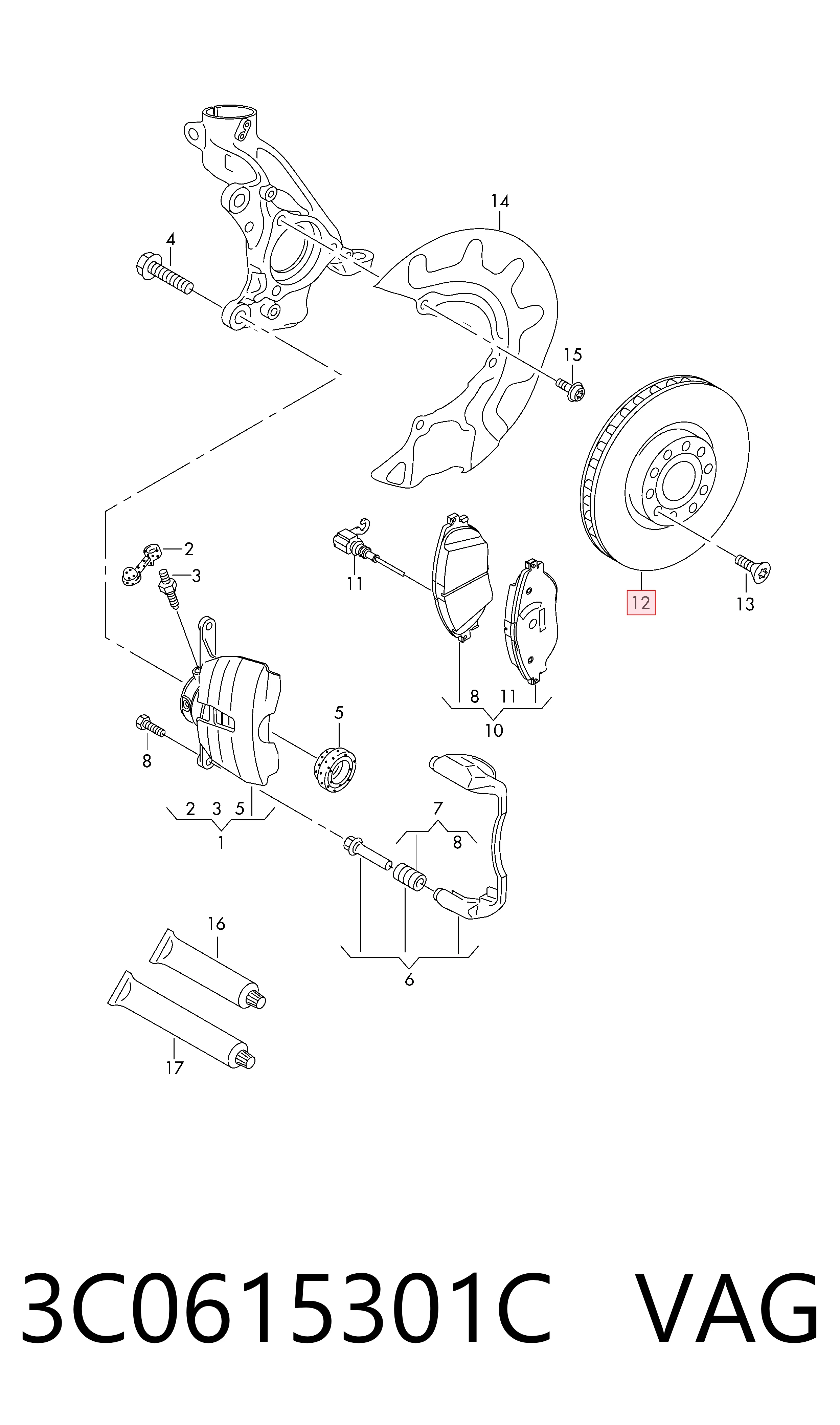 3C0615301C VAG Гальмо дискове переднє