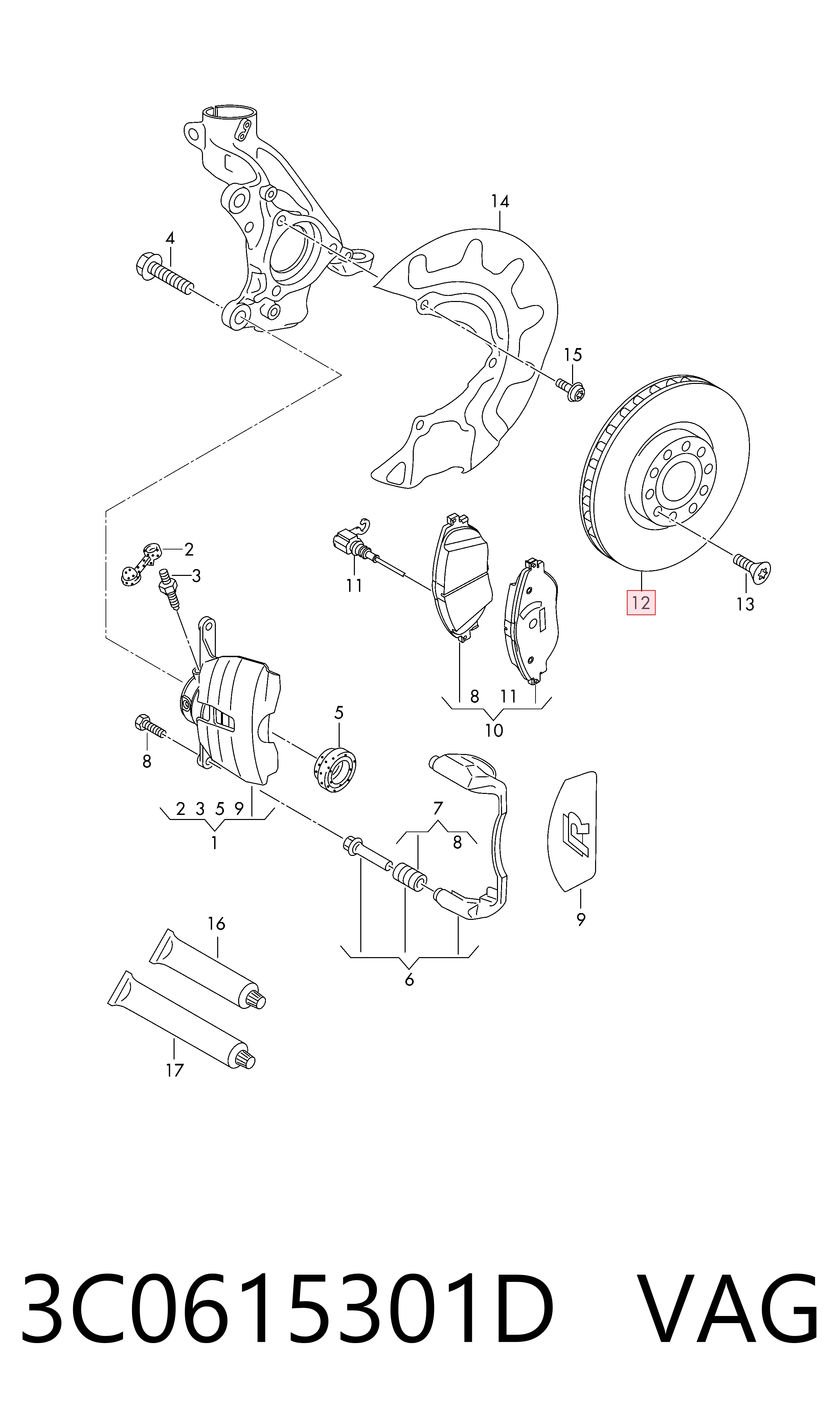 3C0615301D VAG Гальмо дискове переднє