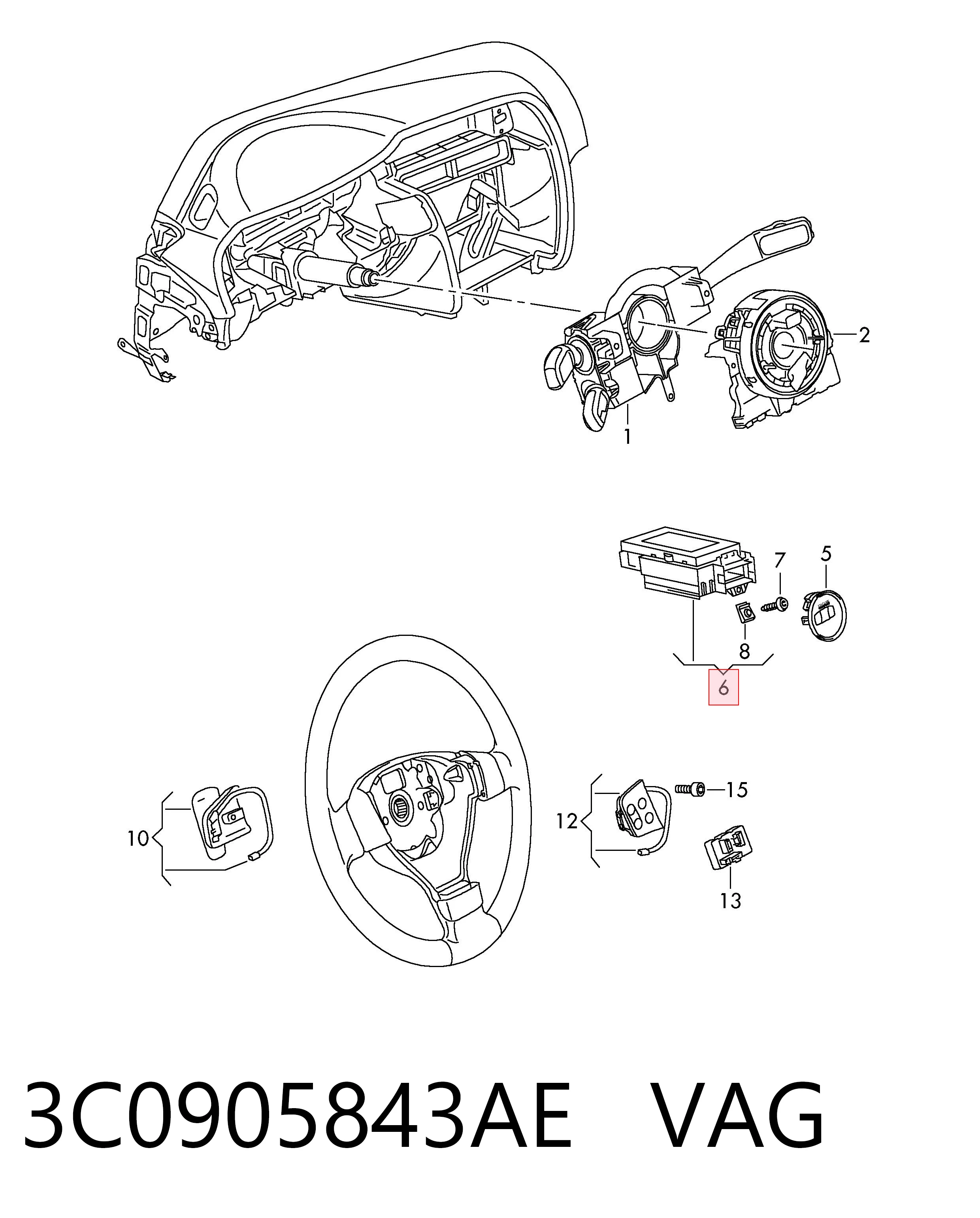 Замок запалювання Volkswagen Passat B7 седан (362) (2010 - 2016) ціна, від 14.57 USD