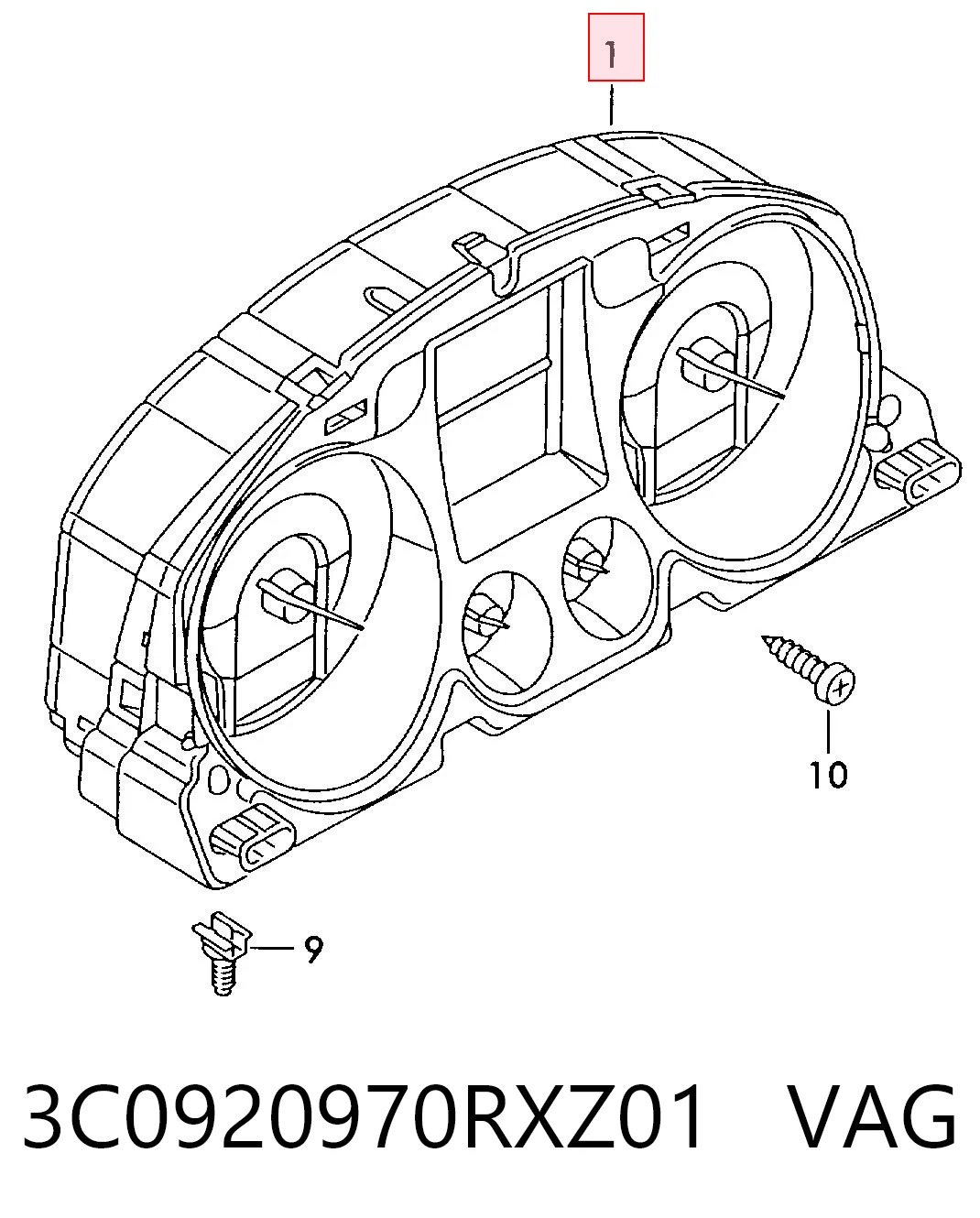3C0920970RXZ01 VAG Щиток приладів додатковий