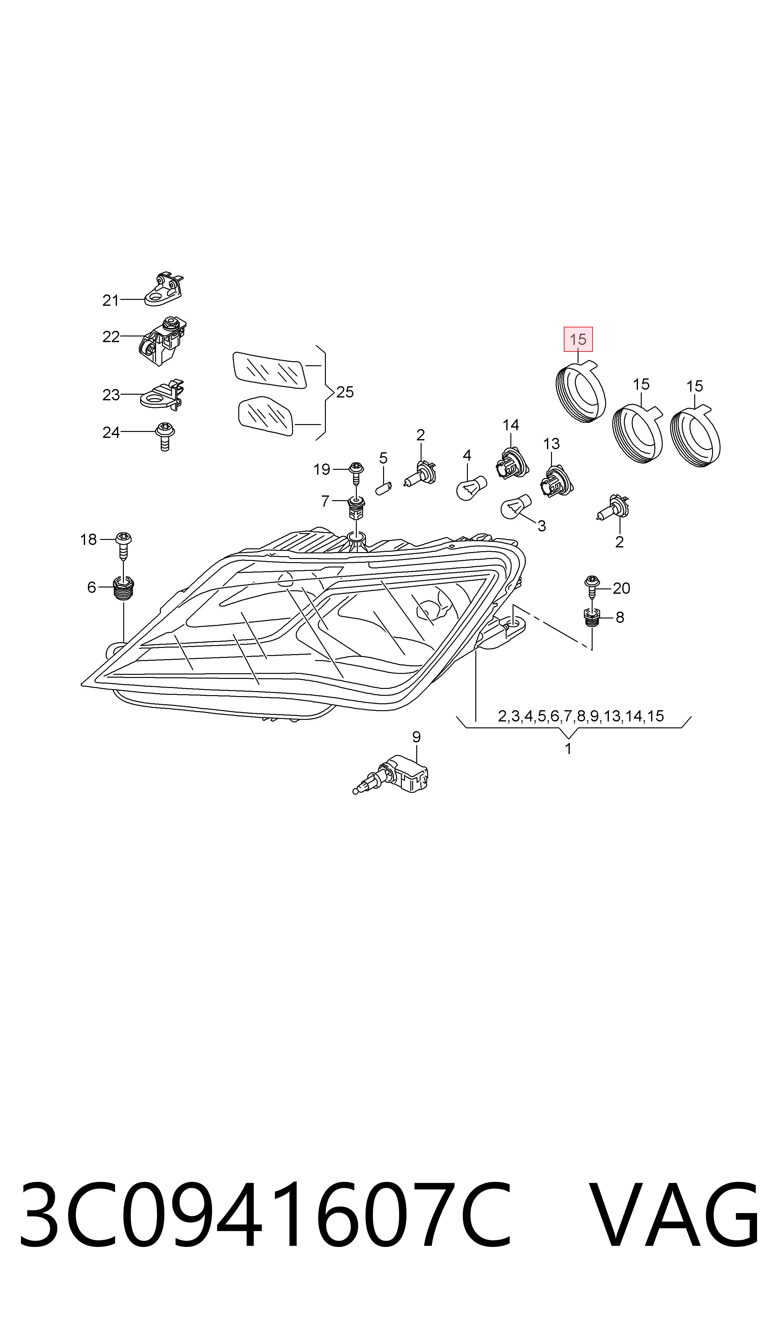  VAG 3C0941607C ціна, від 15.58 USD