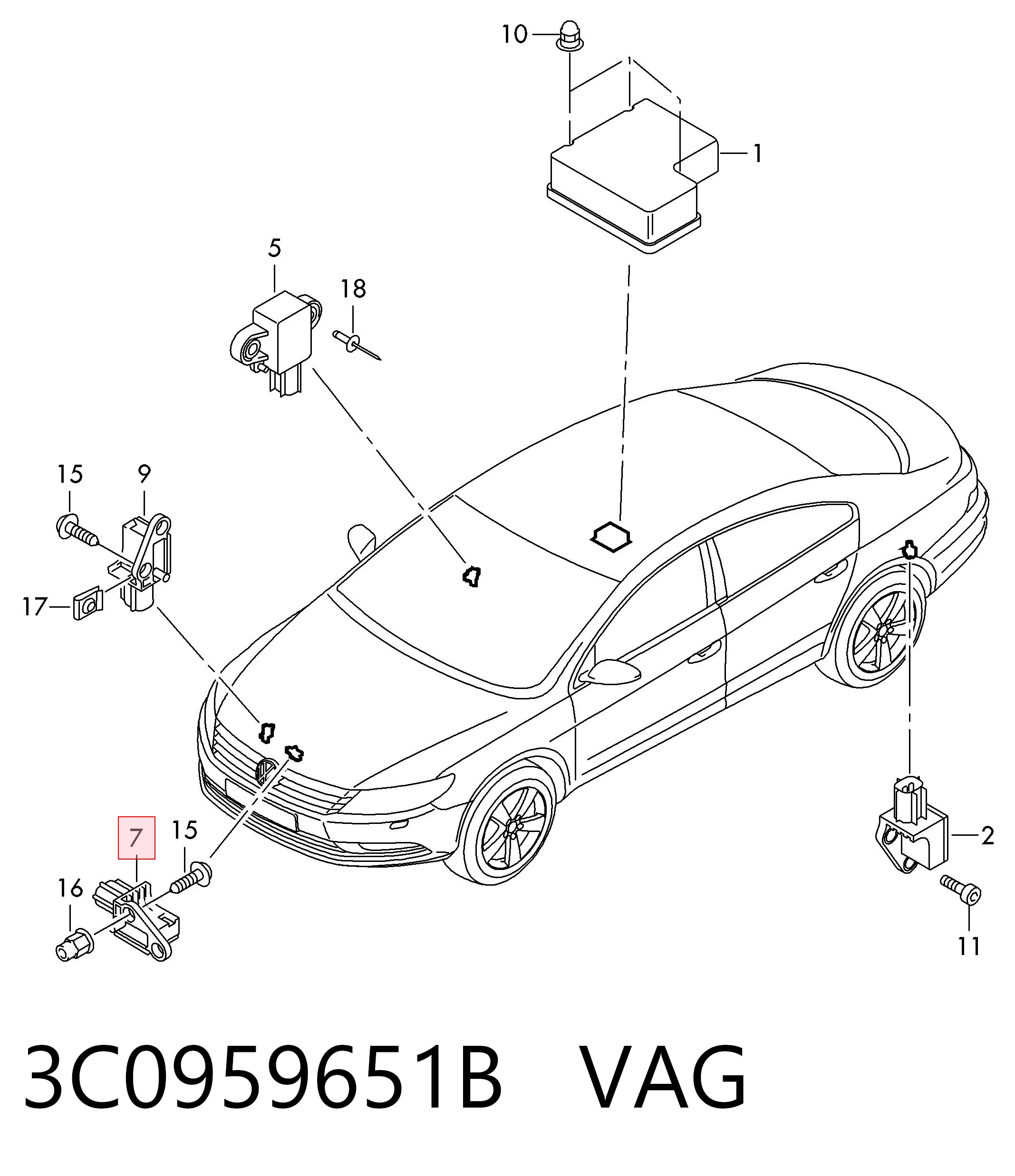 3C0959651B VAG Датчик SRS