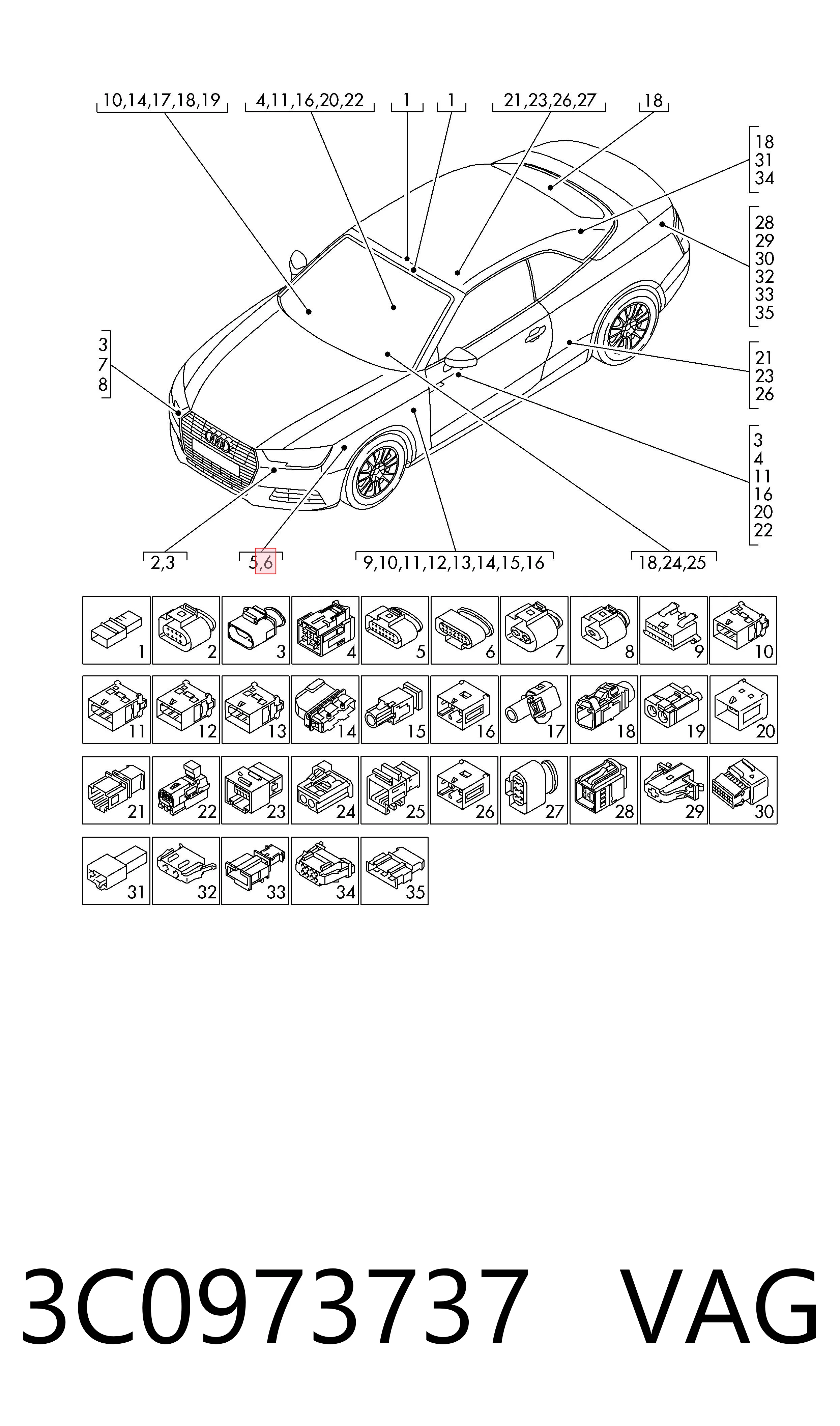 3C0973737 VAG Дріт фари