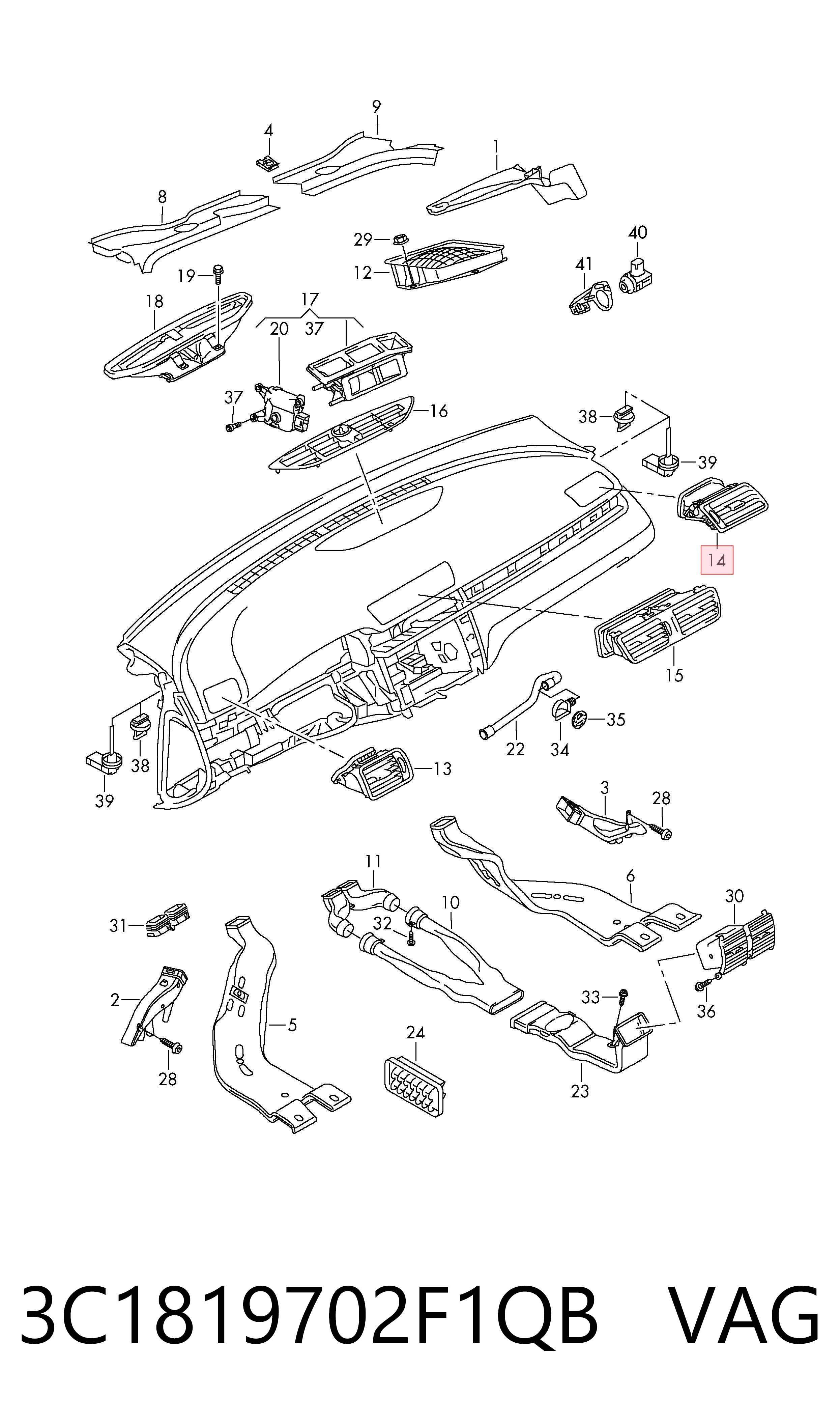 3C1819702F1QB VAG Решітка повітропровода права