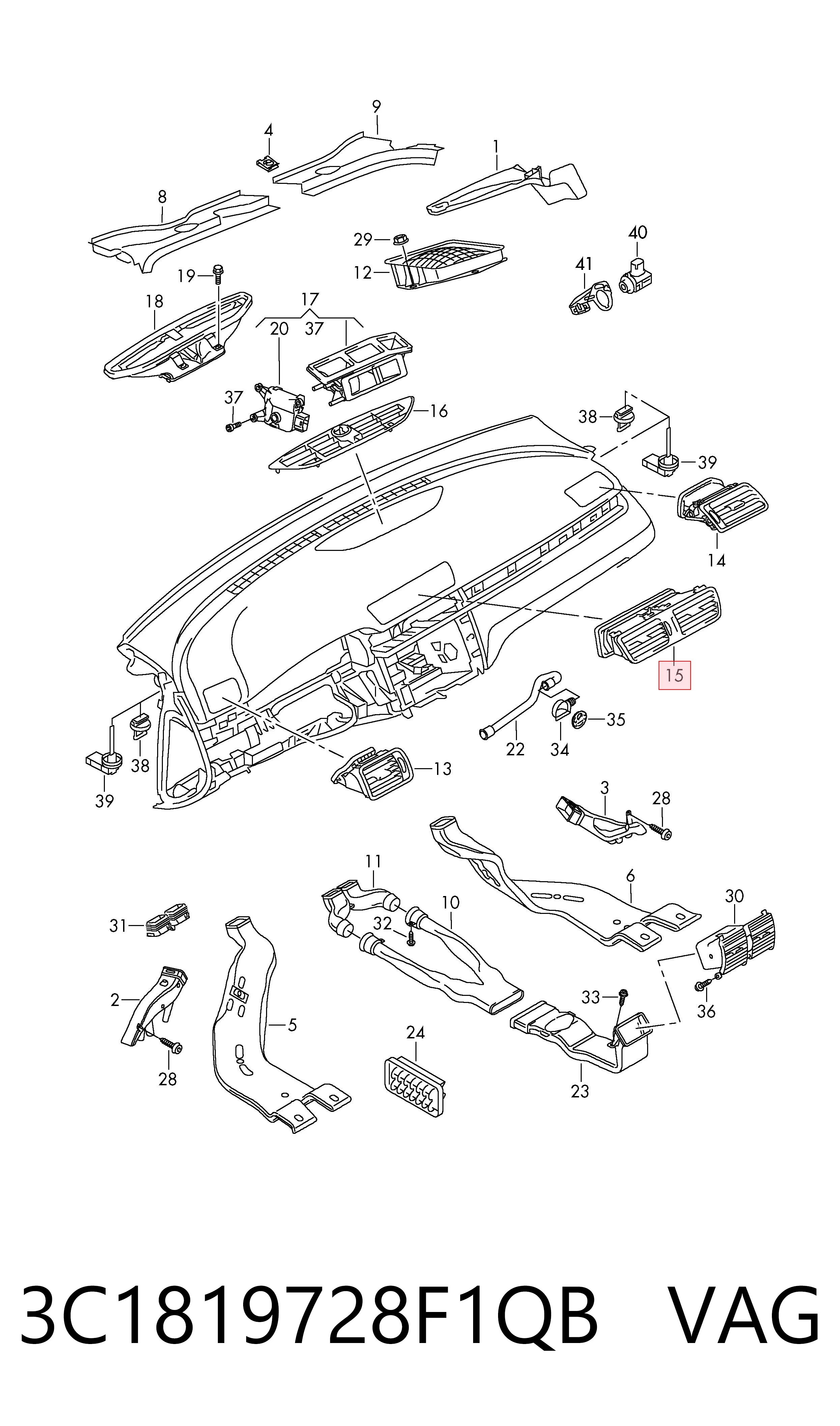 3C1819728F1QB VAG Решітка повітропровода