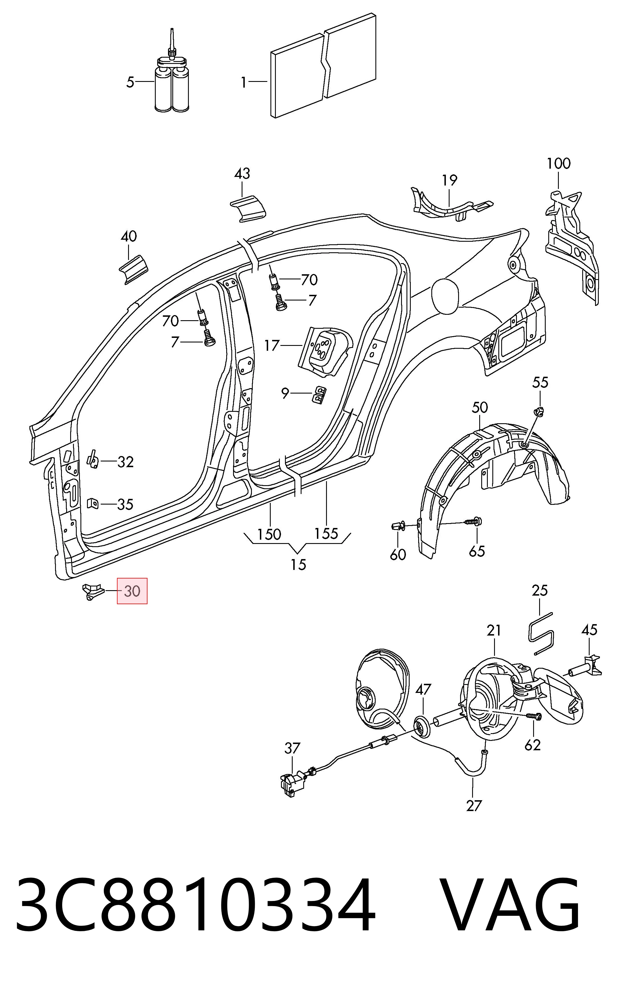  VAG 3C8810334 ціна, від 30.89 USD