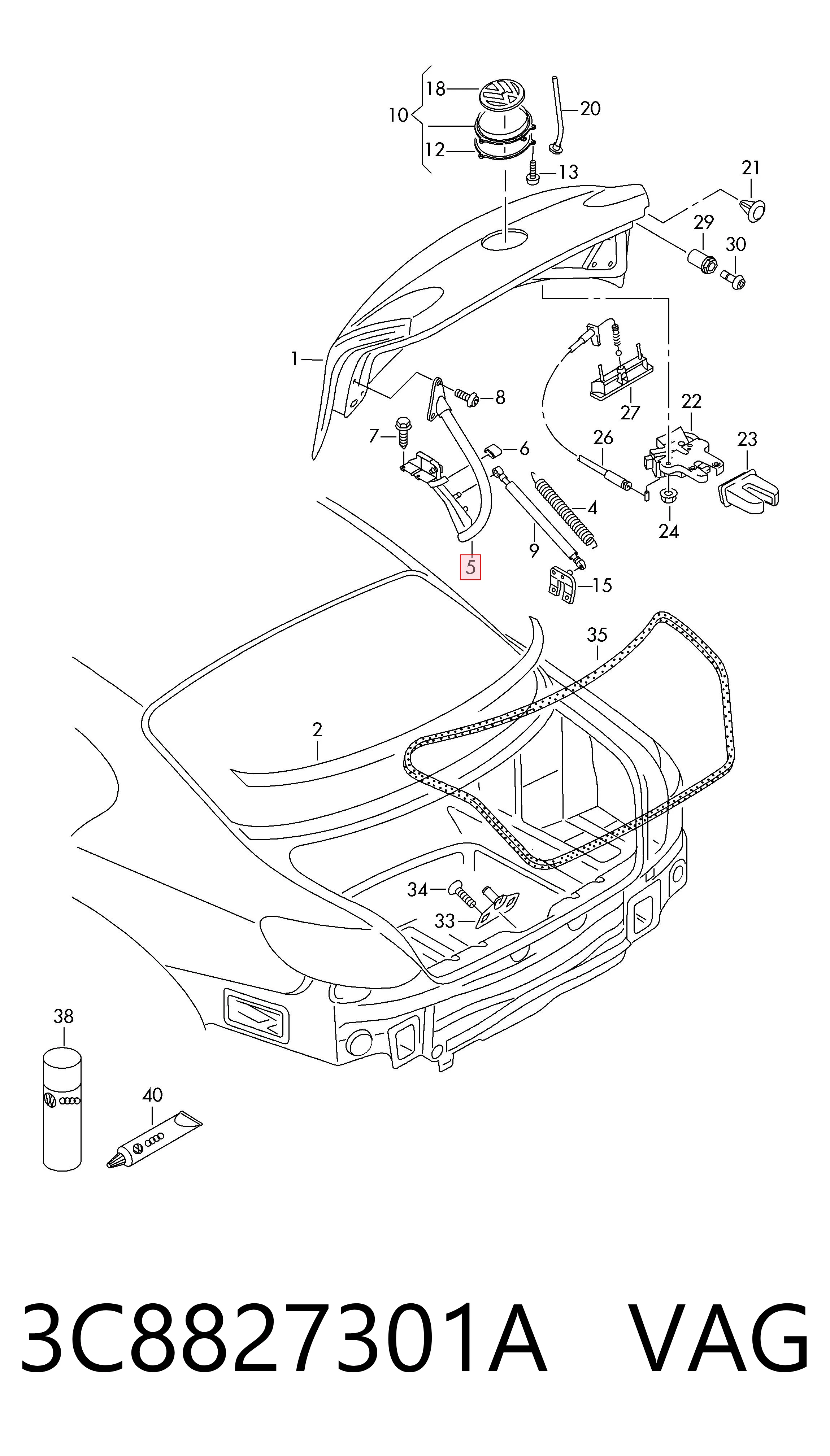 3C8827301A VAG Кріплення кришки багажника