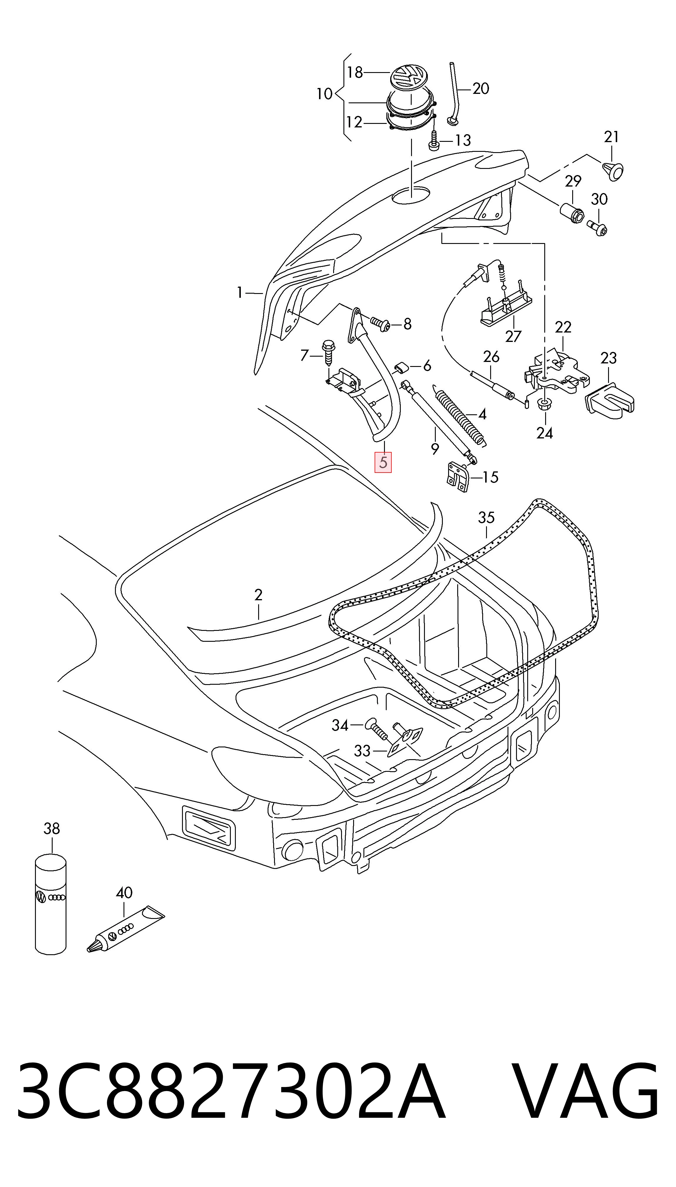 3C8827302A VAG Кріплення кришки багажника