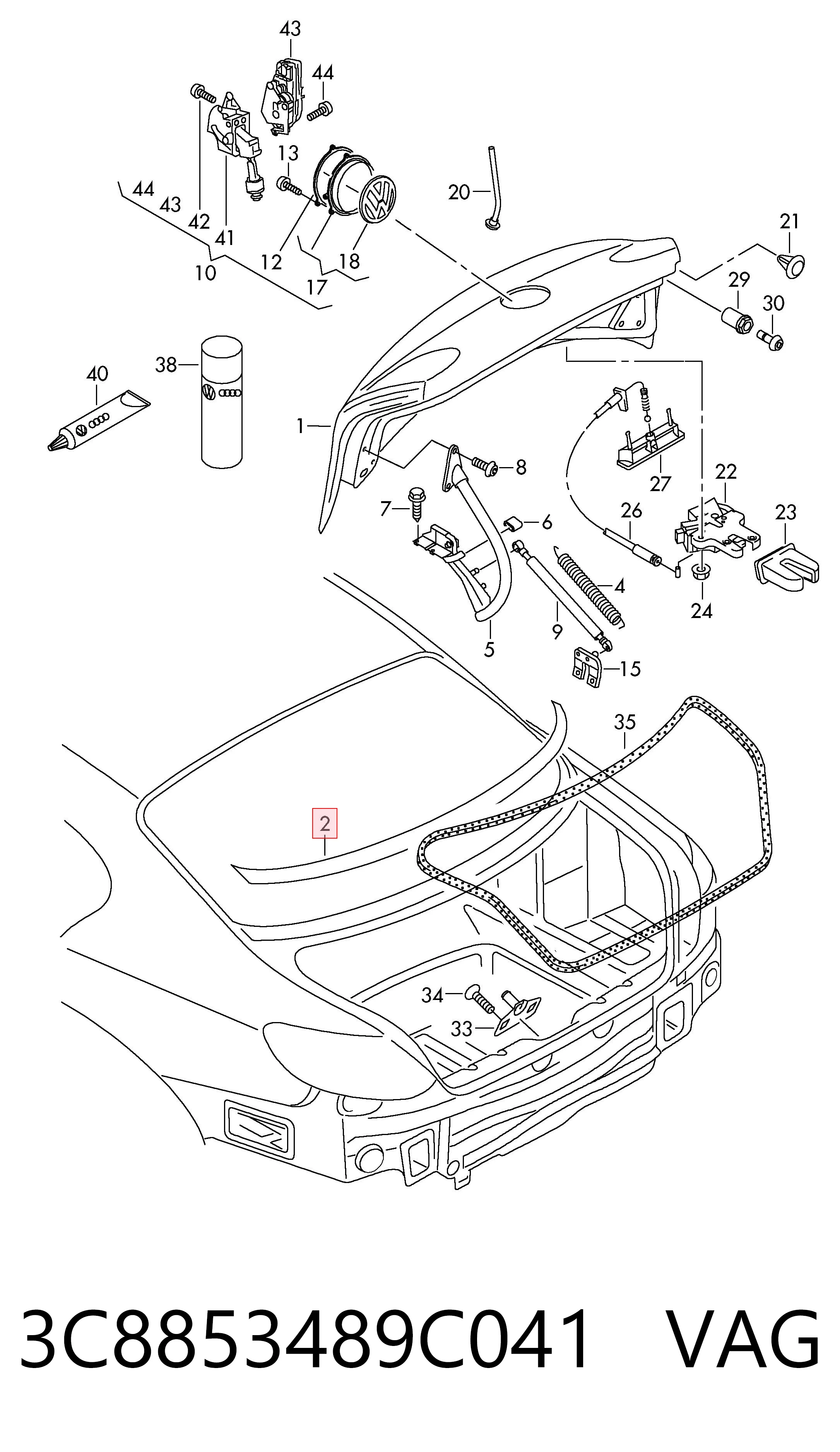 Молдинг заднього скла, нижній Ford 3C8853465A ціна, від 123.62 USD