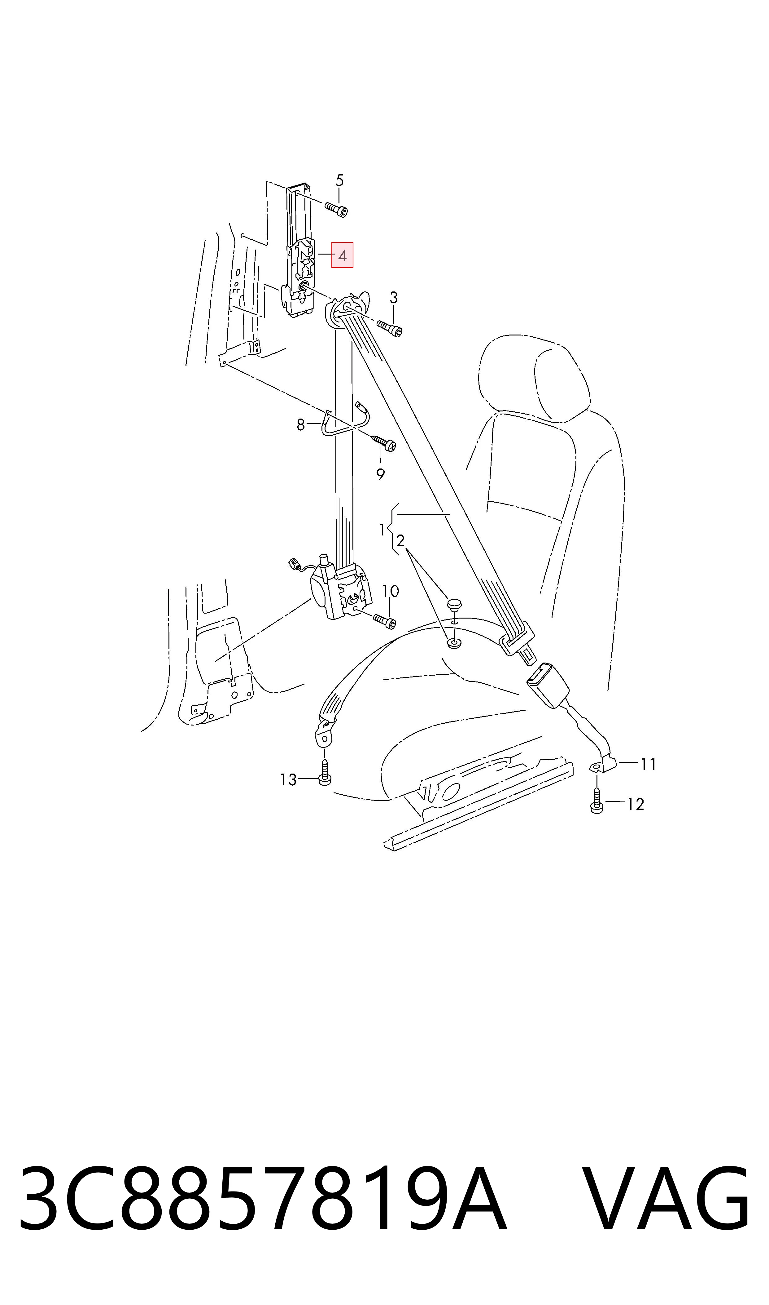 Напрямна ременя безпеки VAG 3C8857819A ціна, від 7.05 USD