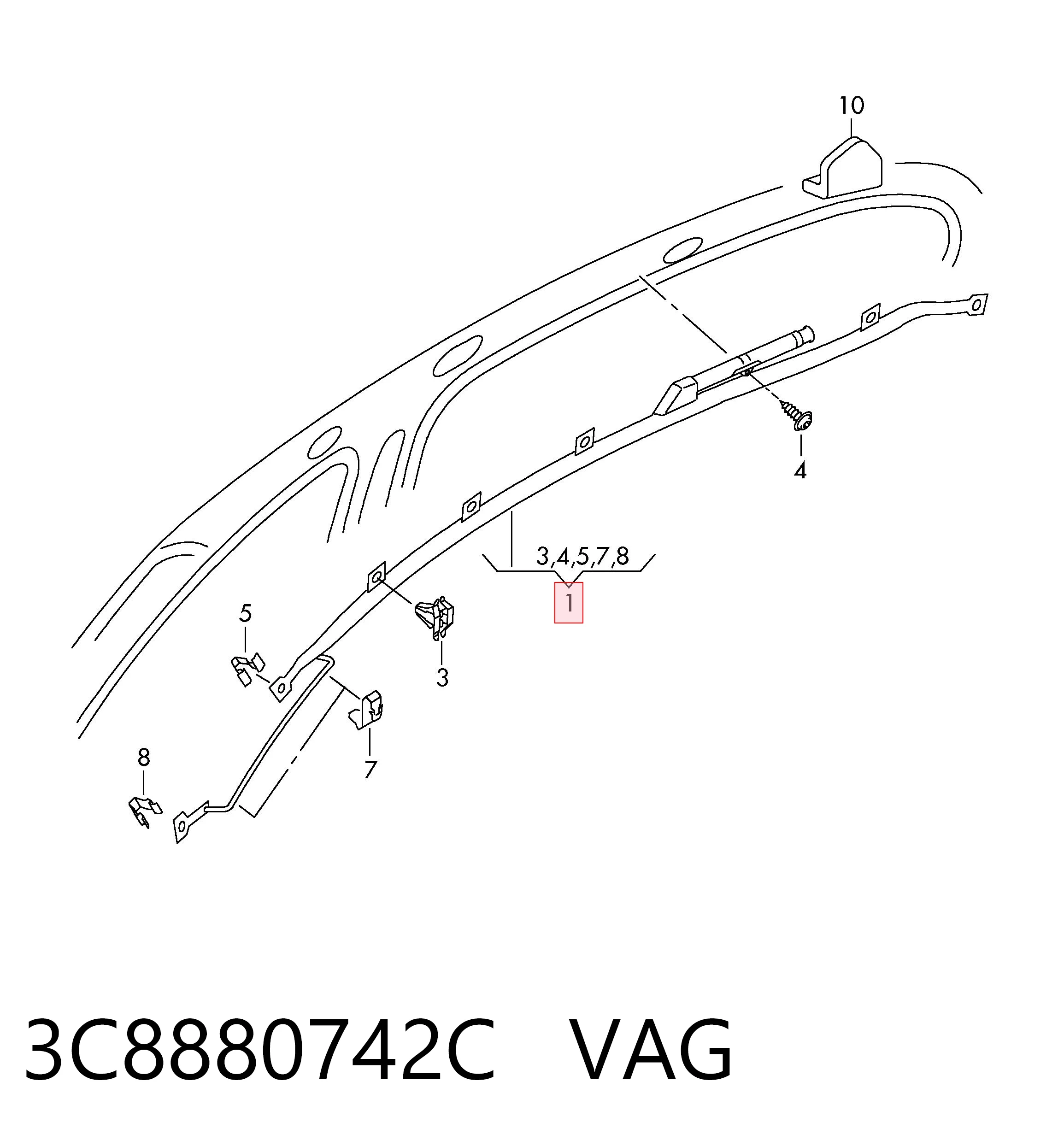 3C8880742C VAG Подушка безпеки, збоку права айрбег