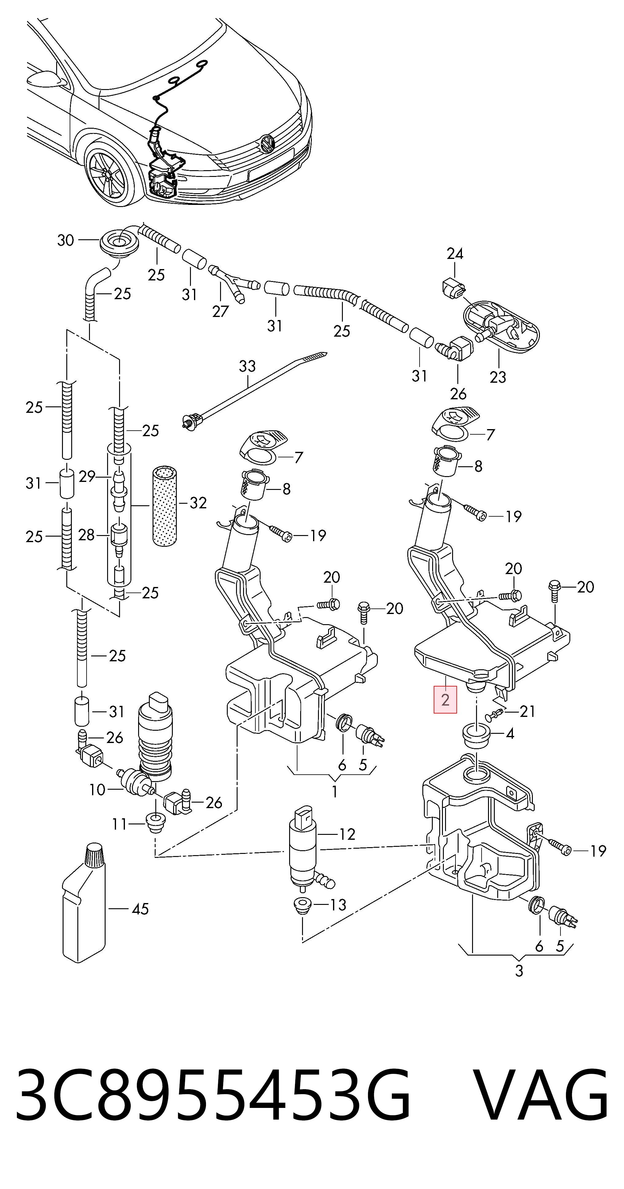 3C8955453G VAG Бачок склоомивача