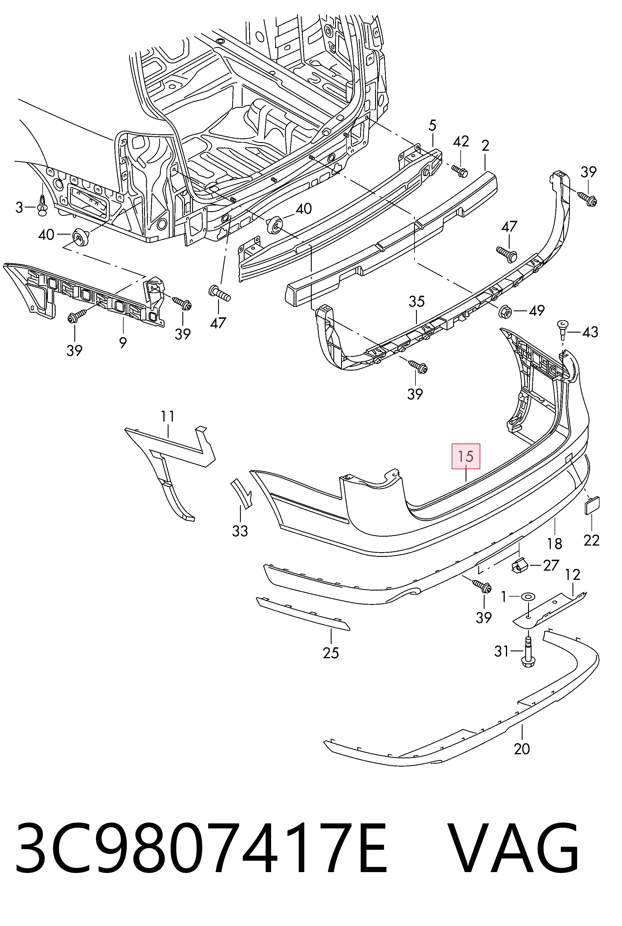 Кожух бампера заднього Polcar 9555964J ціна, від 63.98 USD