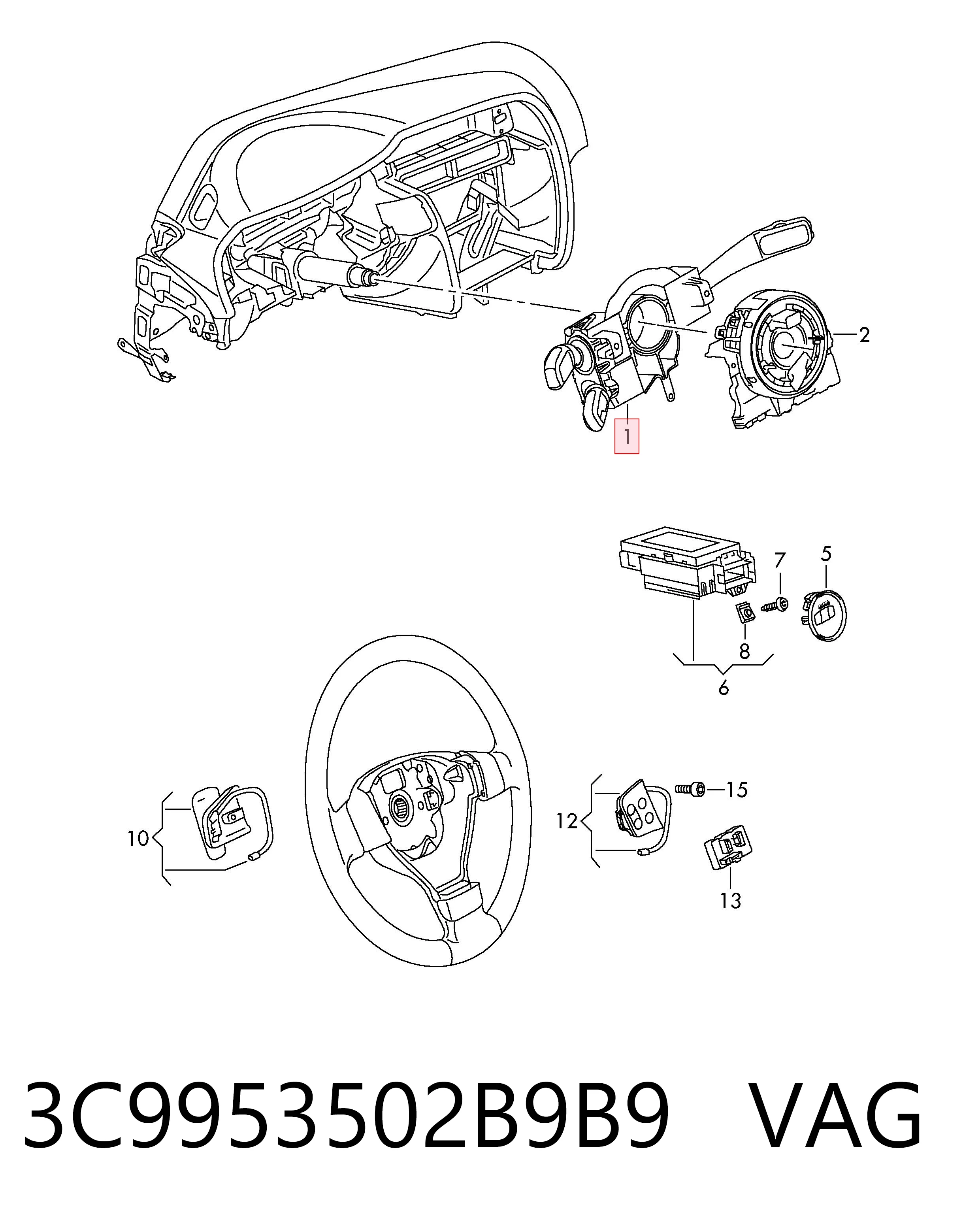 Перемикачі Volkswagen Passat B7 седан (362) (2010 - 2016) ціна, від 25.34 USD