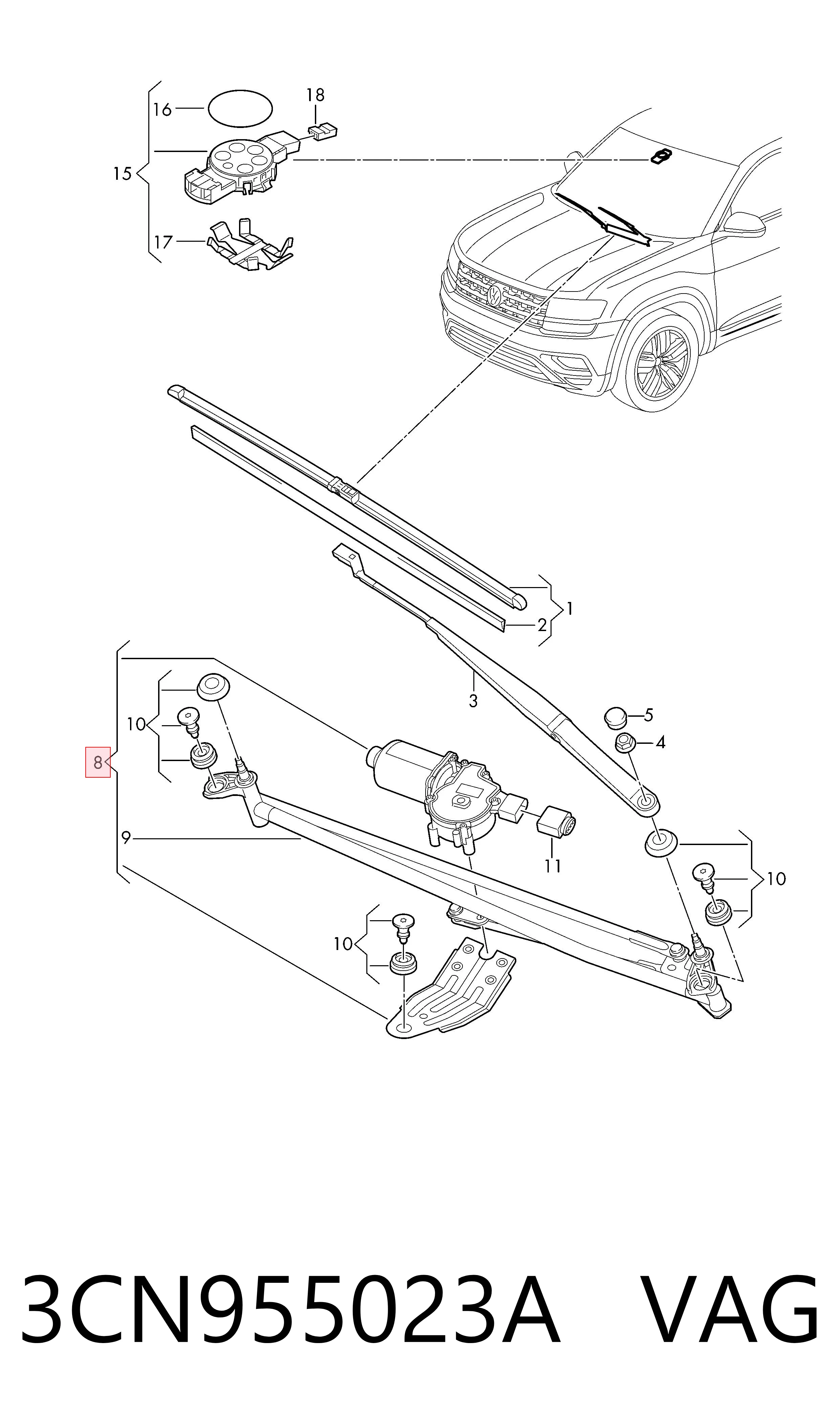 3CN955023A VAG Трапеція склоочисника