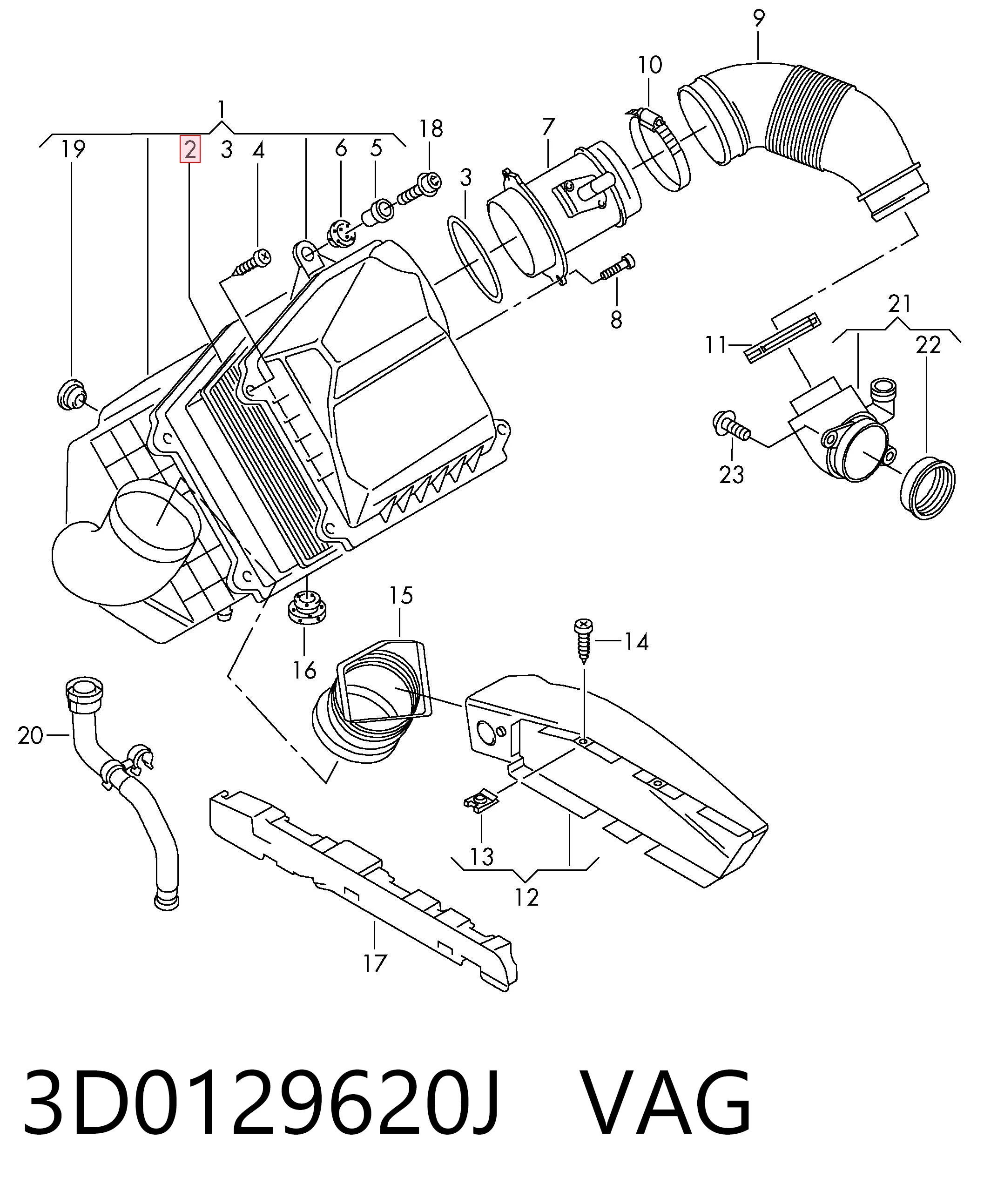 3D0129620J VAG Повітряний фільтр двигуна