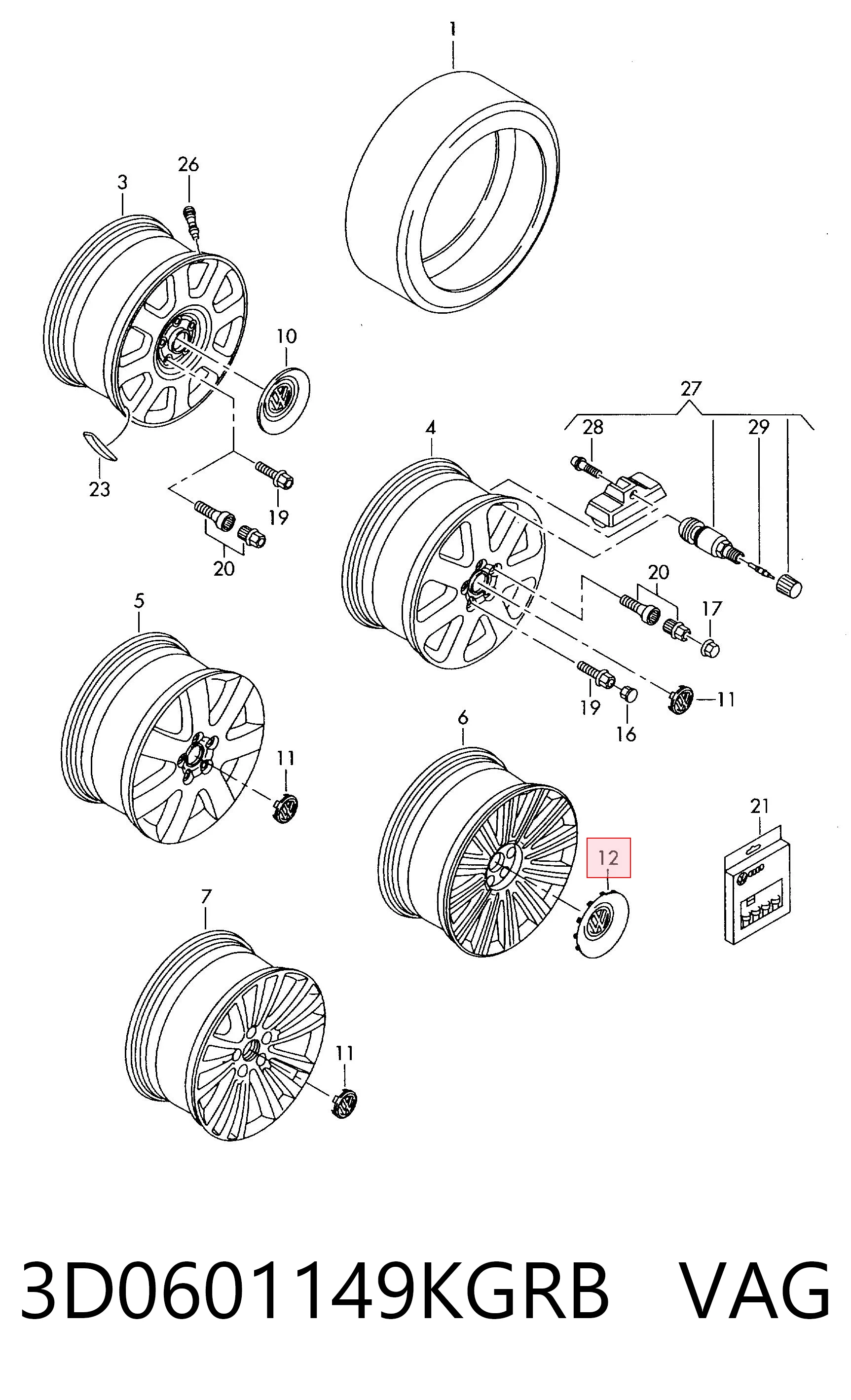 3D0601149KGRB VAG Ковпаки на колеса
