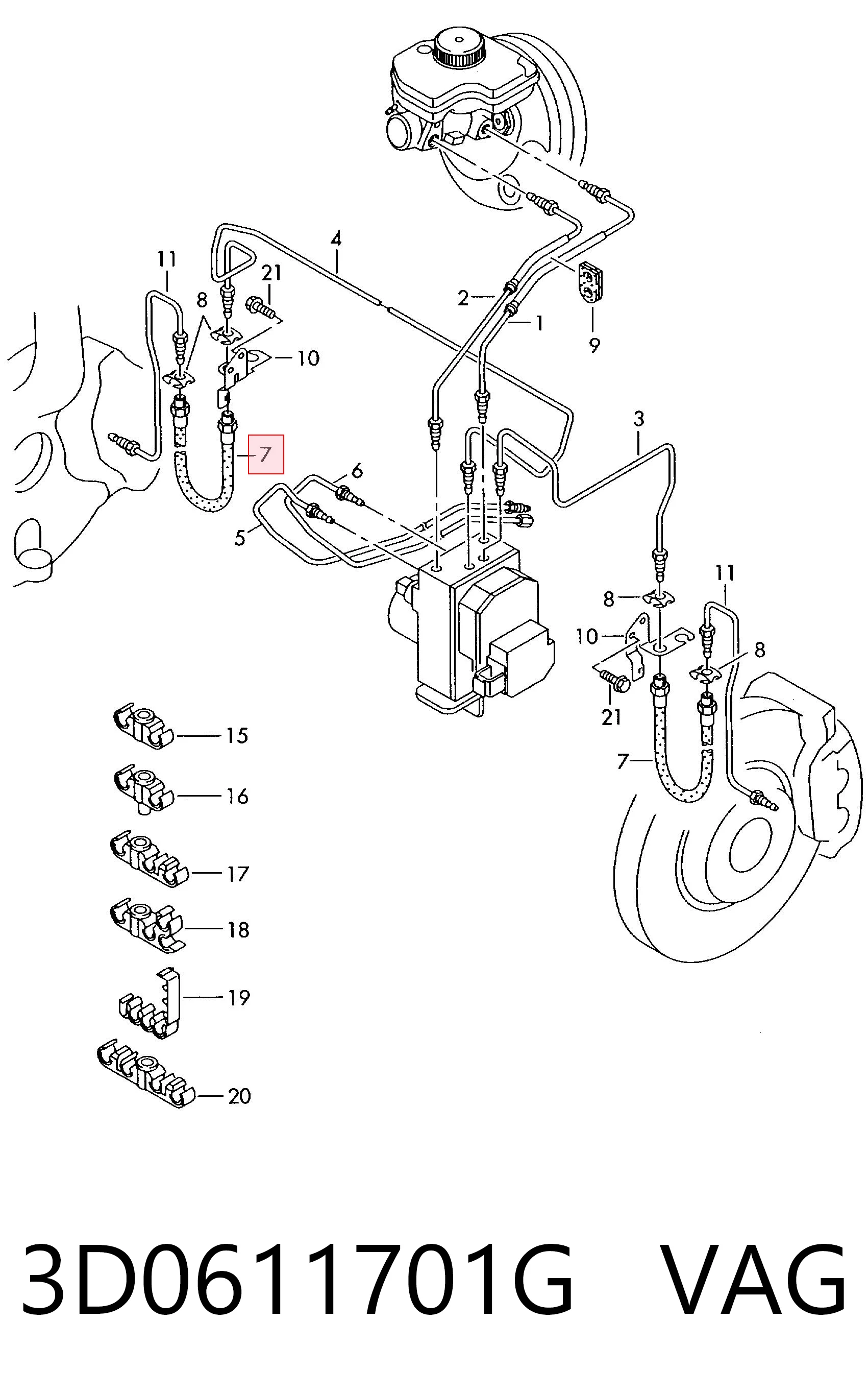 Купити 3D0611701G Bentley Гальмівні шланги передні